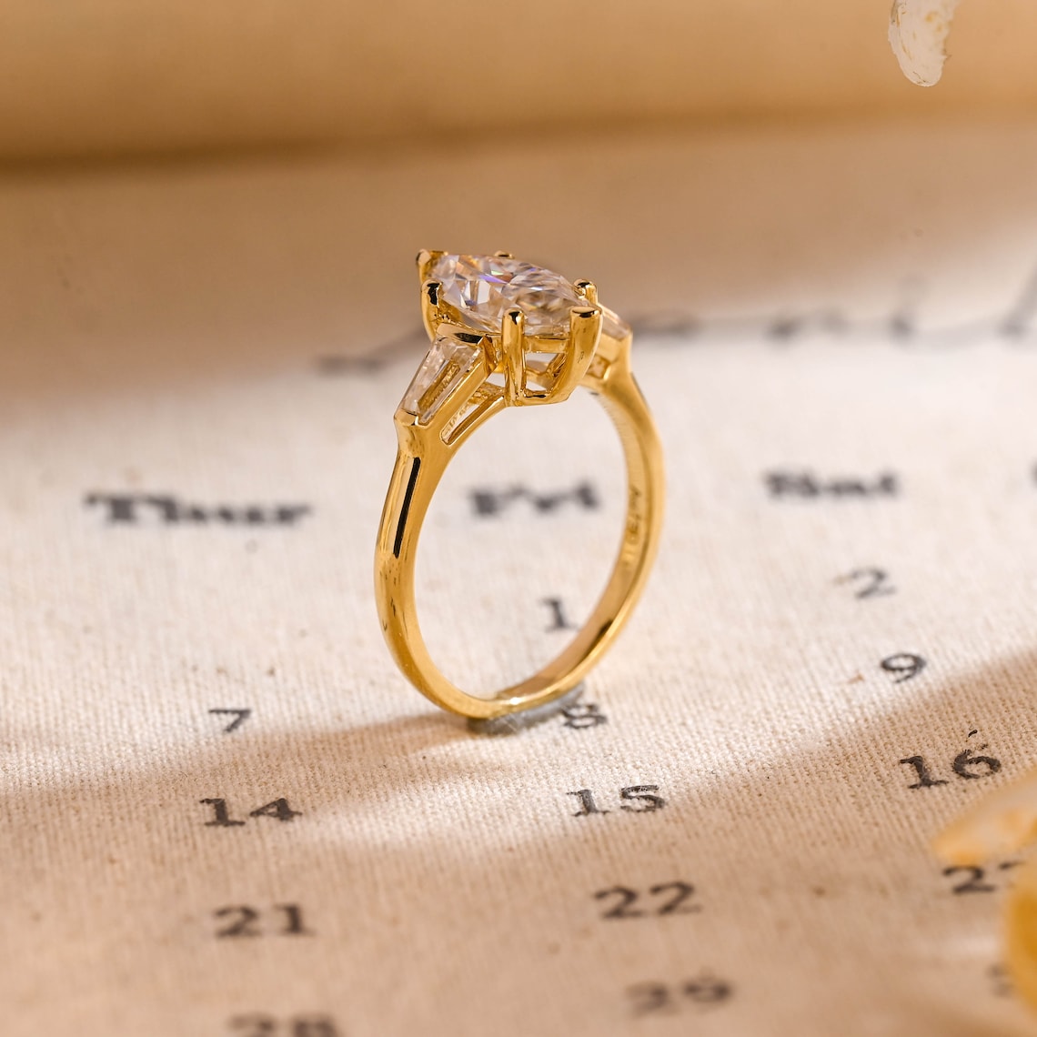 2.0 - 4.0 CT Marquise F/VS1 CVD Diamond Three Stone Style Engagement Ring - Camila Brown