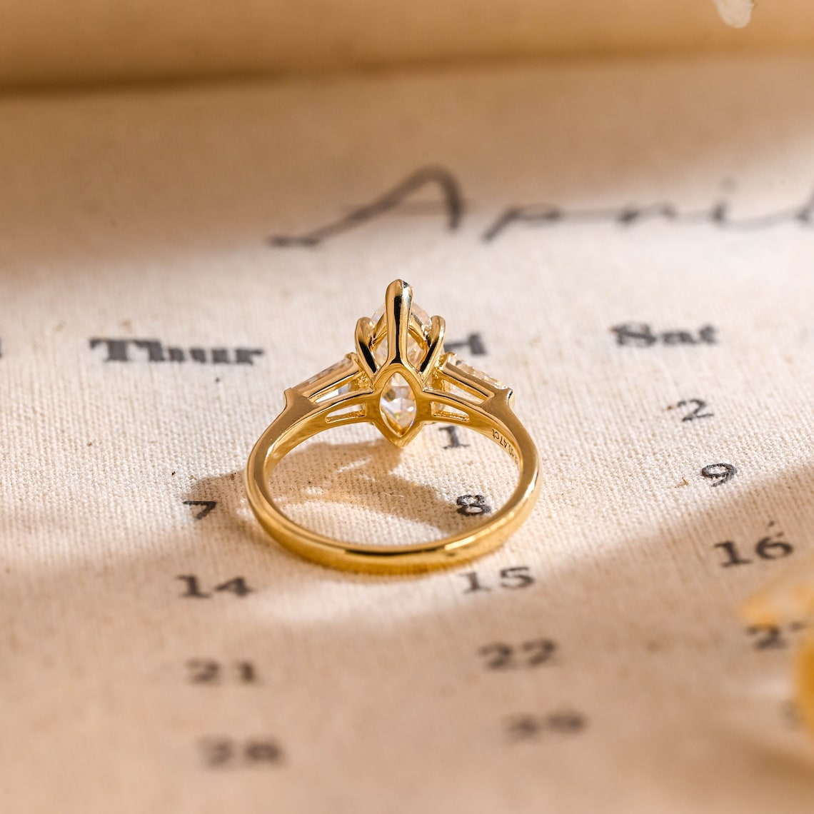 2.0 - 4.0 CT Marquise F/VS1 CVD Diamond Three Stone Style Engagement Ring - Camila Brown