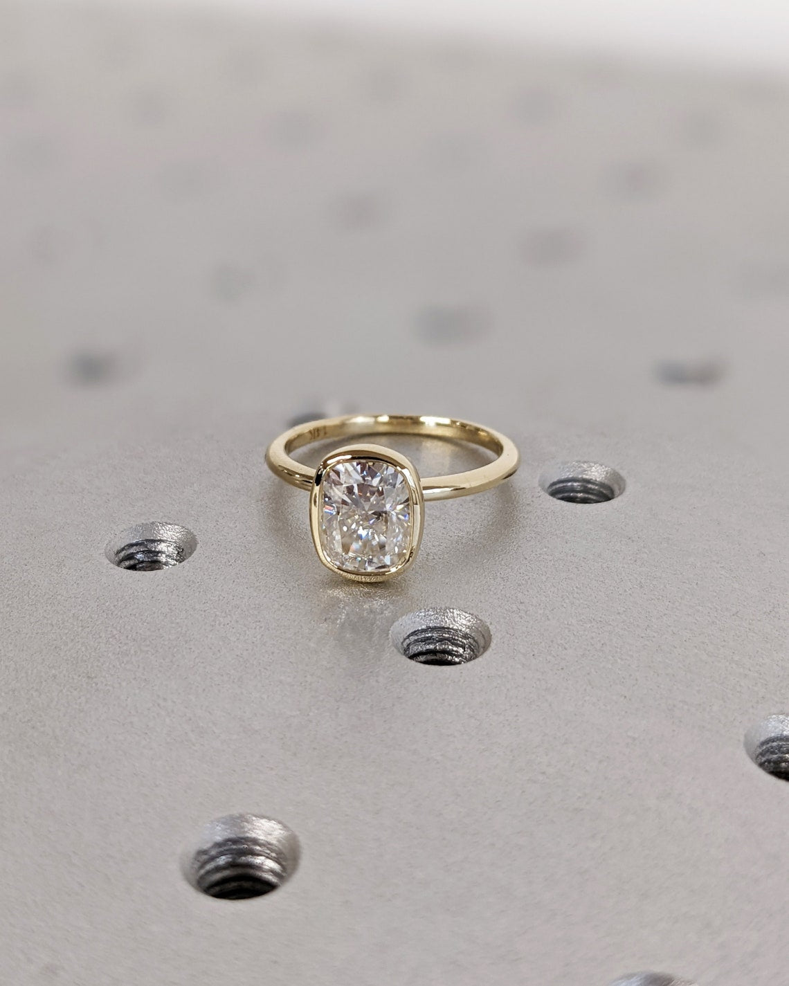 1.0 - 3.0 CT Elongated Cushion F/VS1 CVD Diamond Bezel Setting Engagement Ring - Camila Brown