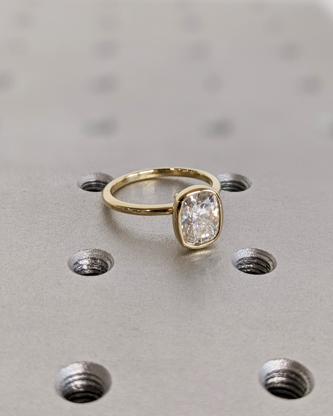1.0 - 3.0 CT Elongated Cushion F/VS1 CVD Diamond Bezel Setting Engagement Ring - Camila Brown