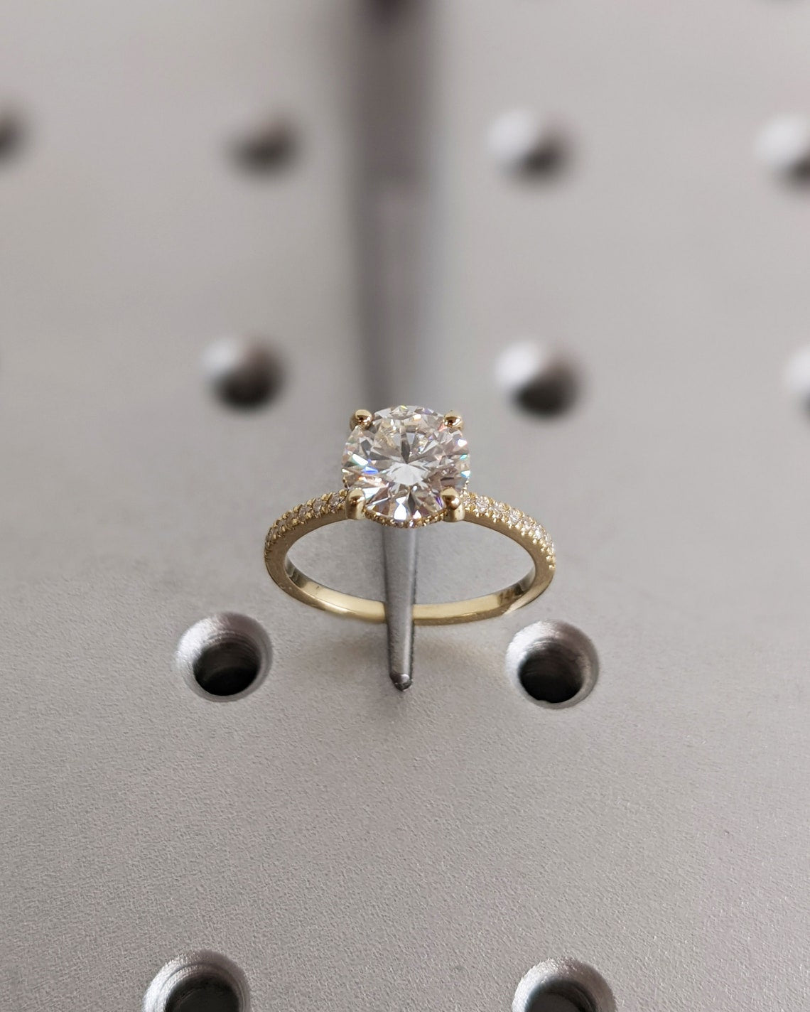 1.0 - 3.0 CT Round F/VS1 CVD Diamond Pave Setting Engagement Ring - Camila Brown