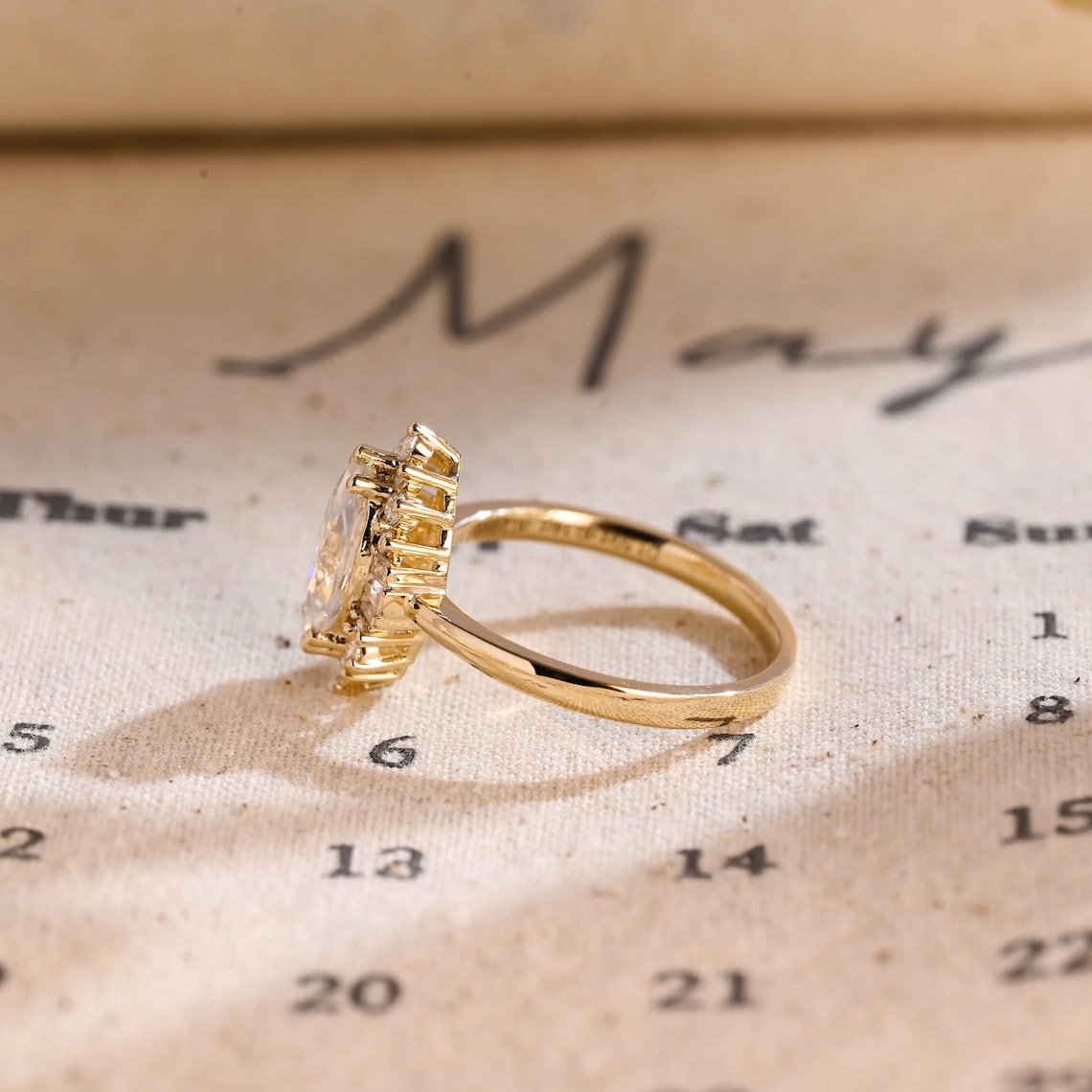 1.0 CT Marquise F/VS1 CVD Diamond Halo Solitaire Engagement Ring - Camila Brown