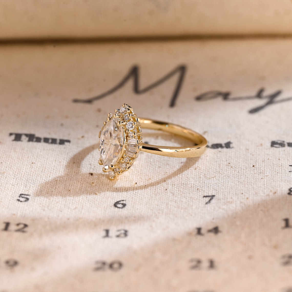 1.0 CT Marquise F/VS1 CVD Diamond Halo Solitaire Engagement Ring - Camila Brown