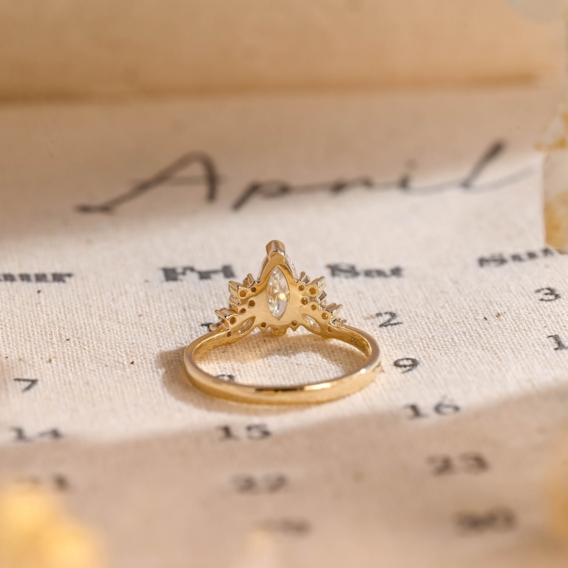 1.0 CT Marquise F/VS1 CVD Diamond Cluster Engagement Ring - Camila Brown