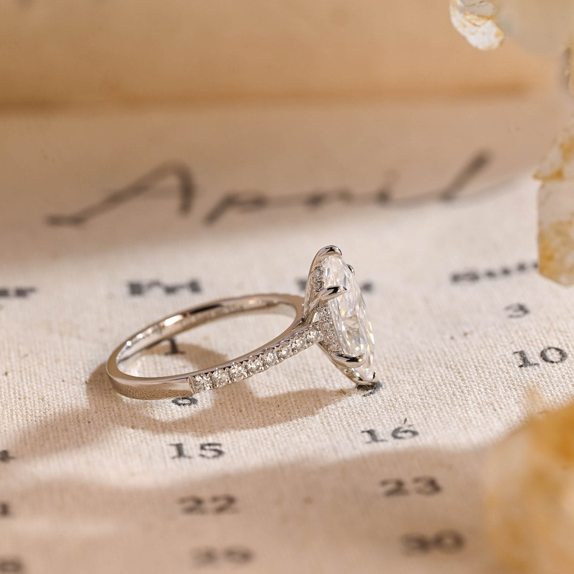 1.0 - 3.0 CT Marquise F/VS1 CVD Diamond Hidden Halo Pave Seeting Engagement Ring - Camila Brown