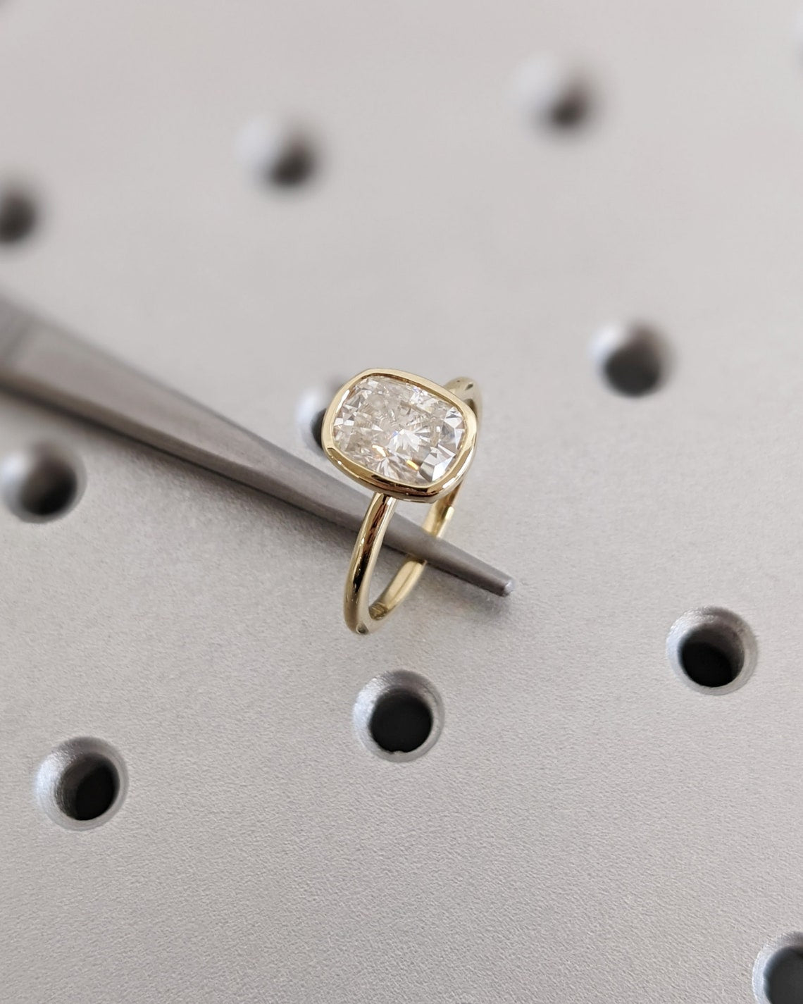 1.0 - 3.0 CT Elongated Cushion F/VS1 CVD Diamond Bezel Setting Engagement Ring - Camila Brown