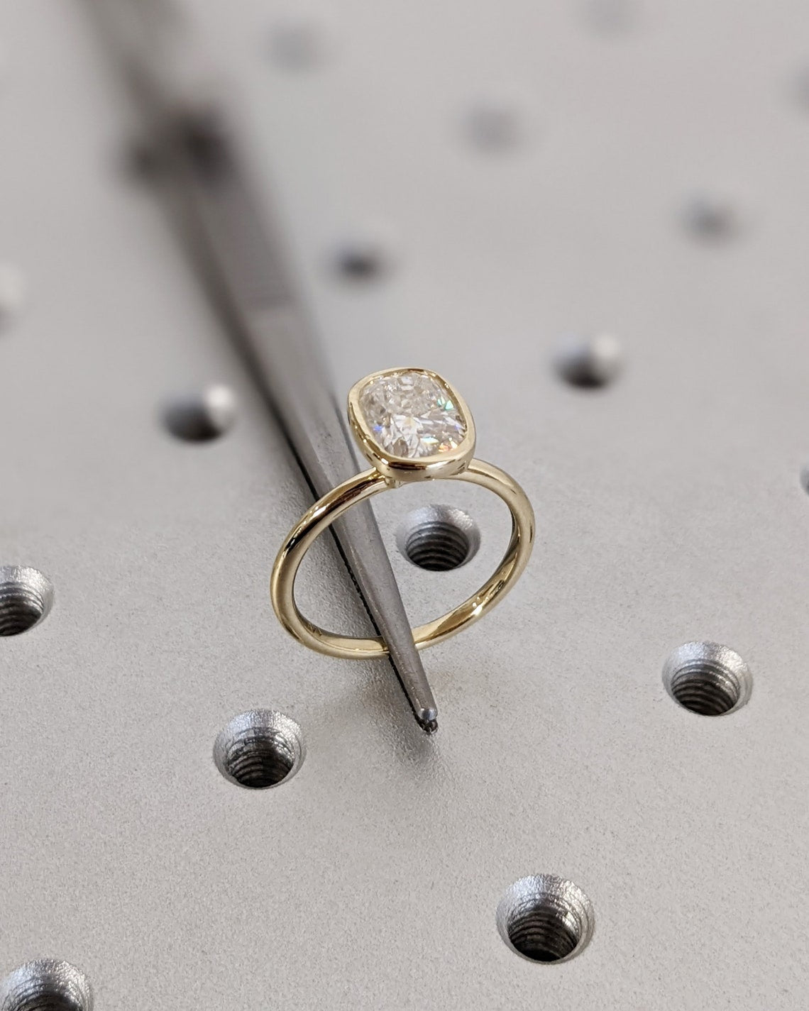 1.0 - 3.0 CT Elongated Cushion F/VS1 CVD Diamond Bezel Setting Engagement Ring - Camila Brown