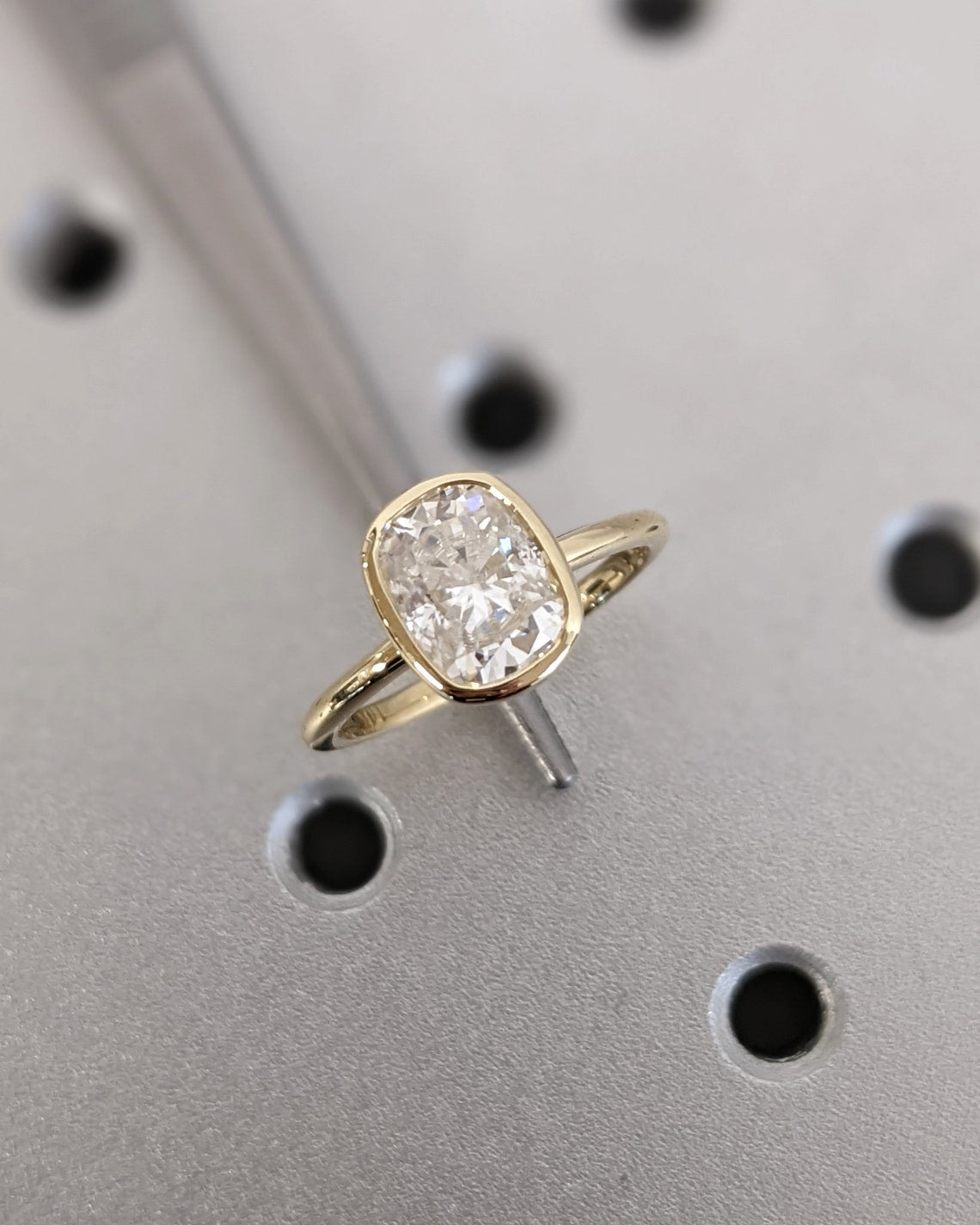 1.0 - 3.0 CT Elongated Cushion F/VS1 CVD Diamond Bezel Setting Engagement Ring - Camila Brown
