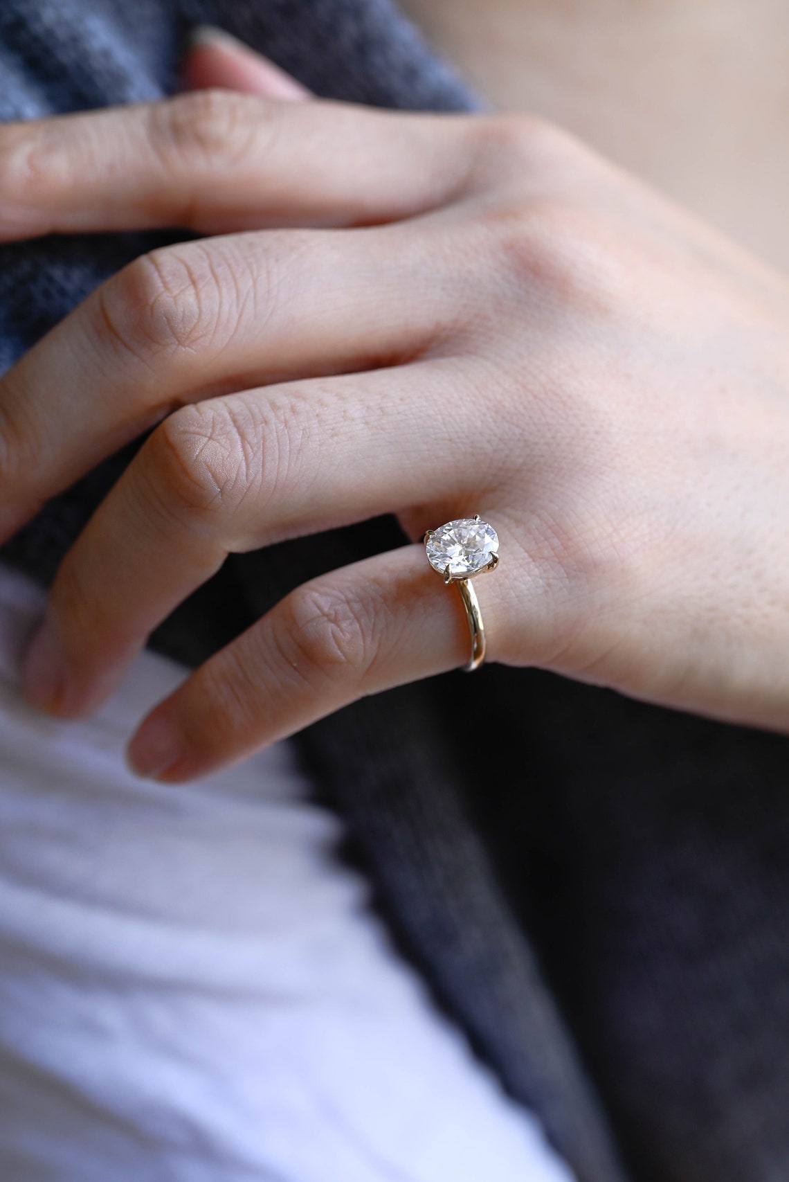 1.0 - 3.0 CT Oval F/VS1 CVD Diamond Solitaire Engagement Ring - Camila Brown