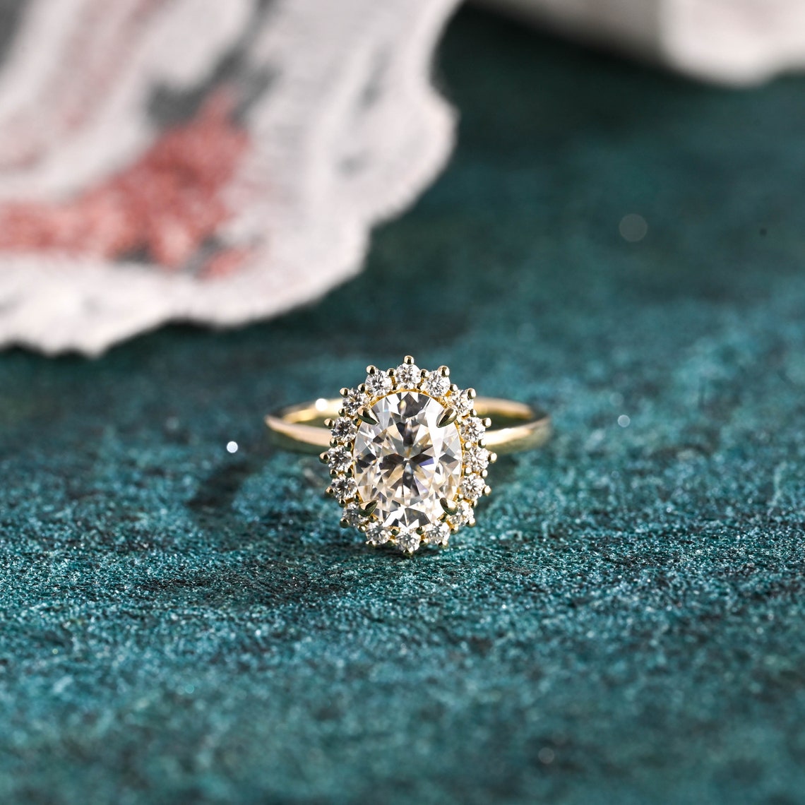 1.0 - 3.0 CT Oval F/VS1 CVD Diamond Halo Engagement Ring - Camila Brown