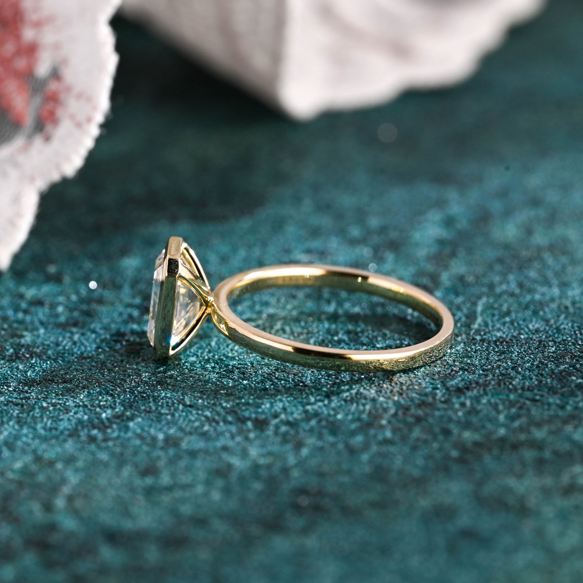 1.0-3.0 CT Emerald F/VS1 CVD Diamond Bezel Solitaire Engagement Ring - Camila Brown