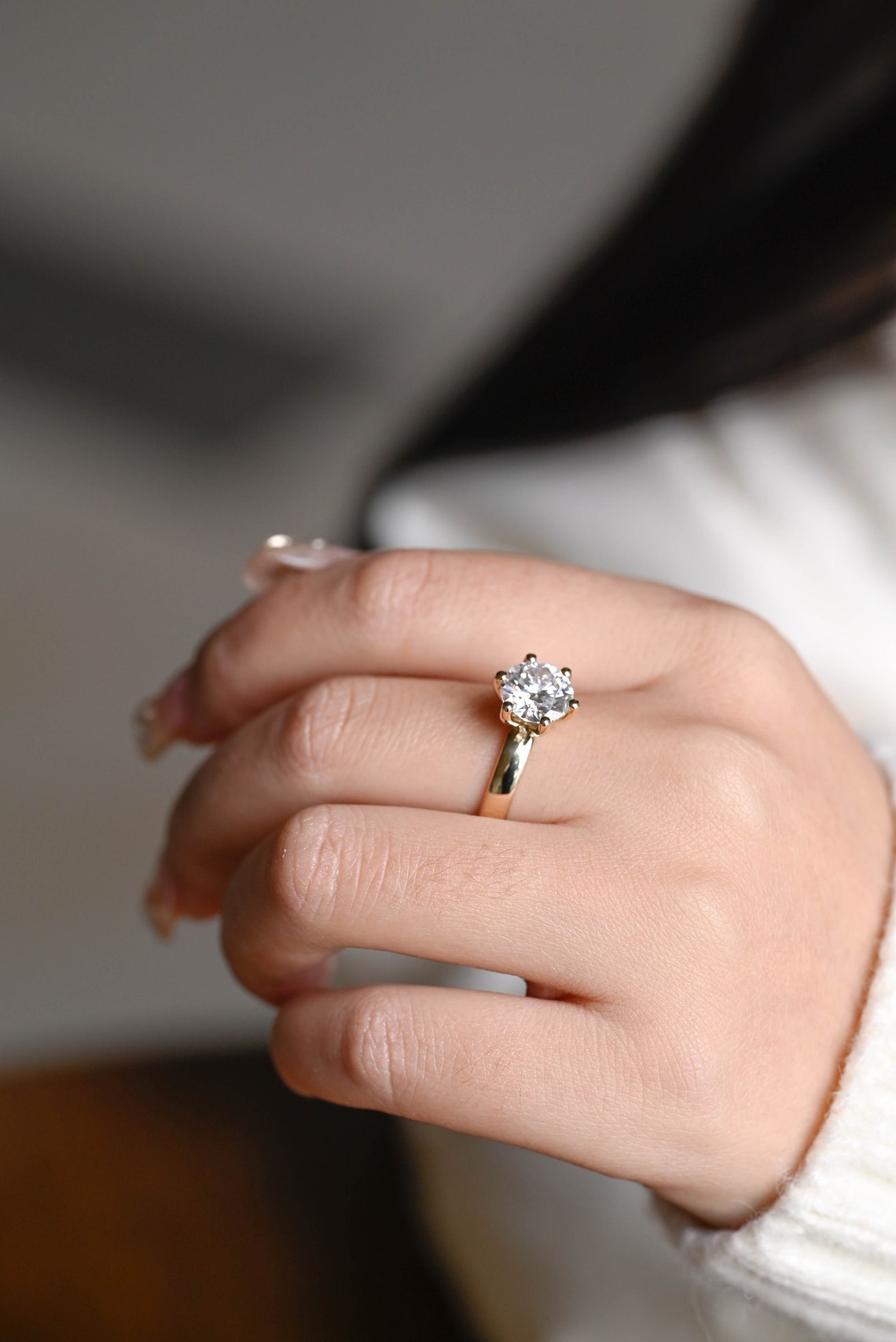 1.0 - 3.0 CT Round F/VS1 CVD Diamond Solitaire Engagement Ring - Camila Brown