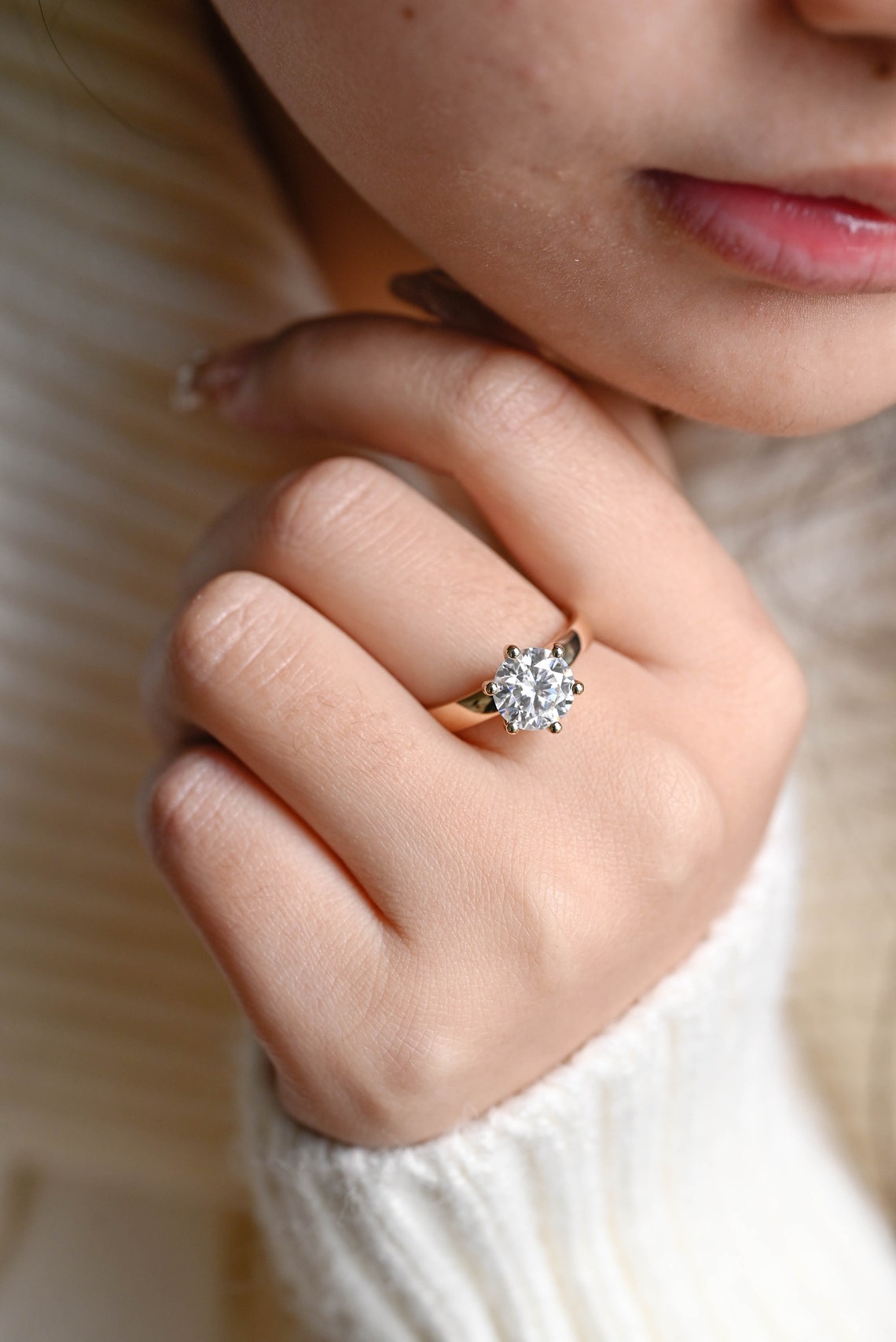 1.0 - 3.0 CT Round F/VS1 CVD Diamond Solitaire Engagement Ring - Camila Brown