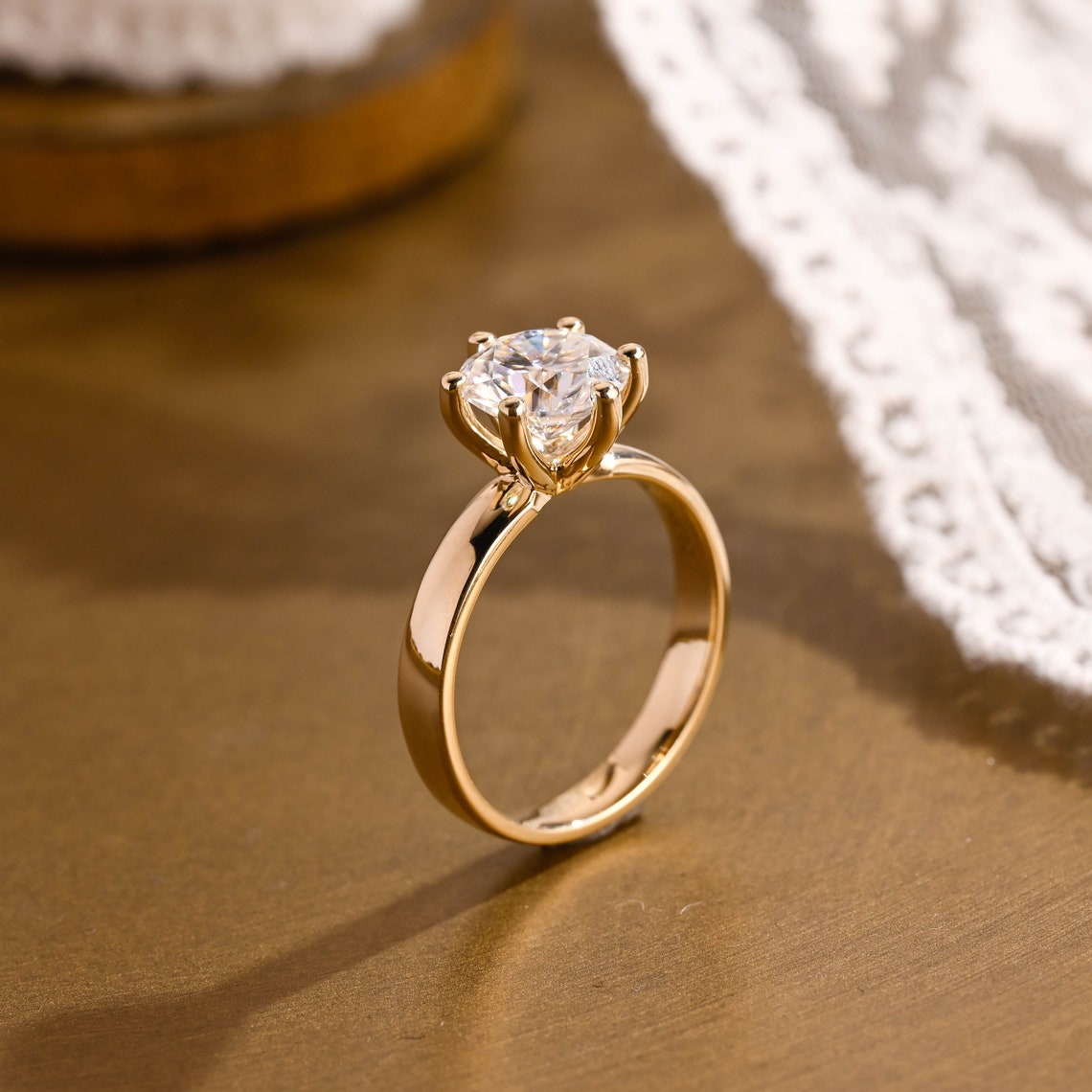 1.0 - 3.0 CT Round F/VS1 CVD Diamond Solitaire Engagement Ring - Camila Brown