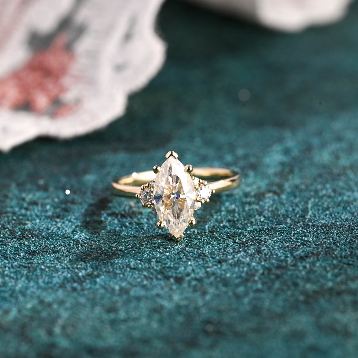 1.0-3.0 CT Marquise F/VS1 CVD Diamond Cluster Engagement Ring - Camila Brown