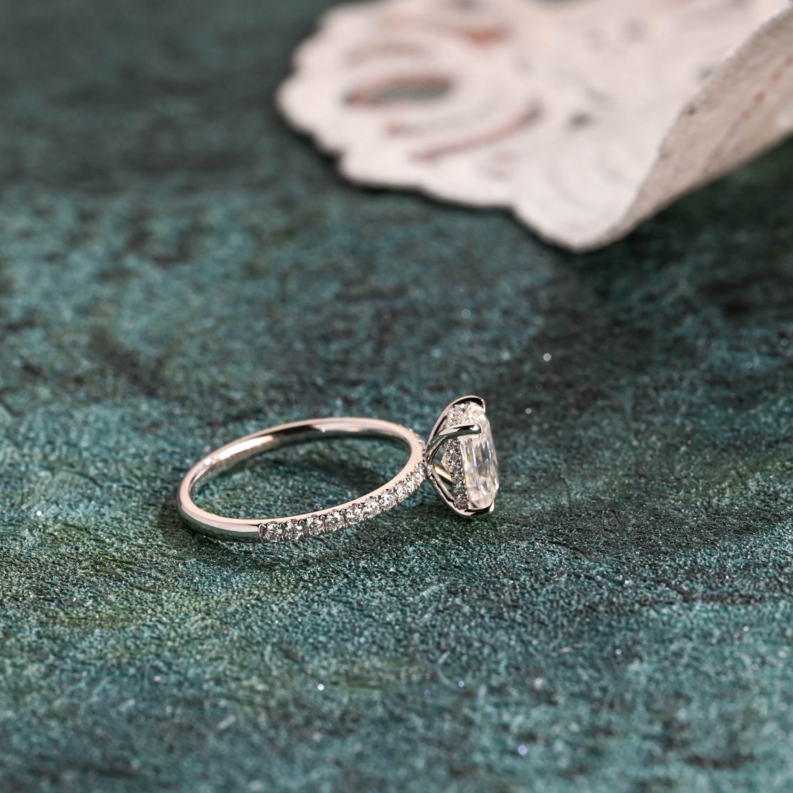 1.0 CT-3.0 CT Radiant Cut F/VS1 CVD Diamond Pave Setting Engagement Ring - Camila Brown