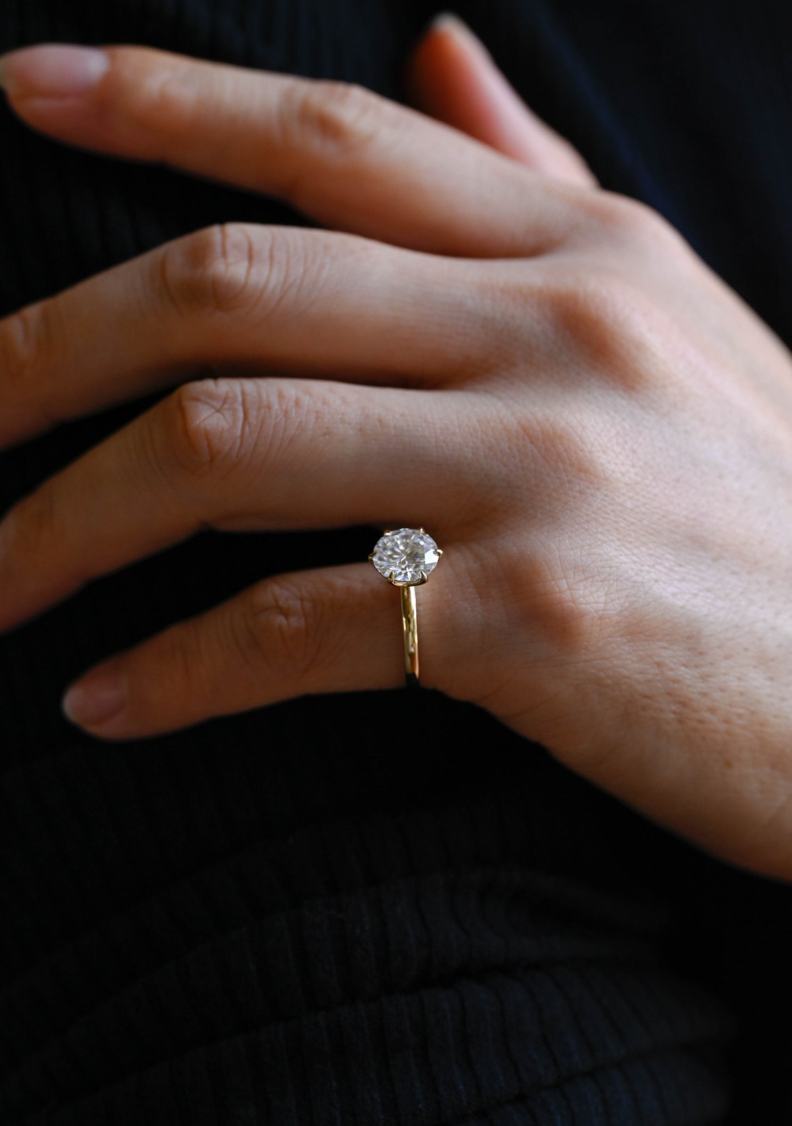 1.0-3.0 CT Round Cut F/VS1 CVD Diamond Solitaire Engagement Ring - Camila Brown