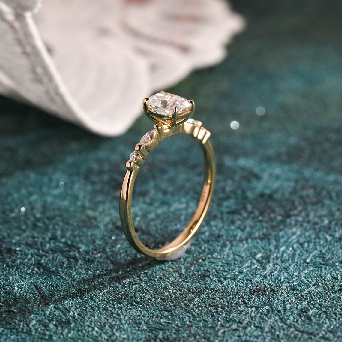 1.0 CT Elongated Cushion Cut F/VS1 CVD Diamond Pave Setting Engagement Ring - Camila Brown