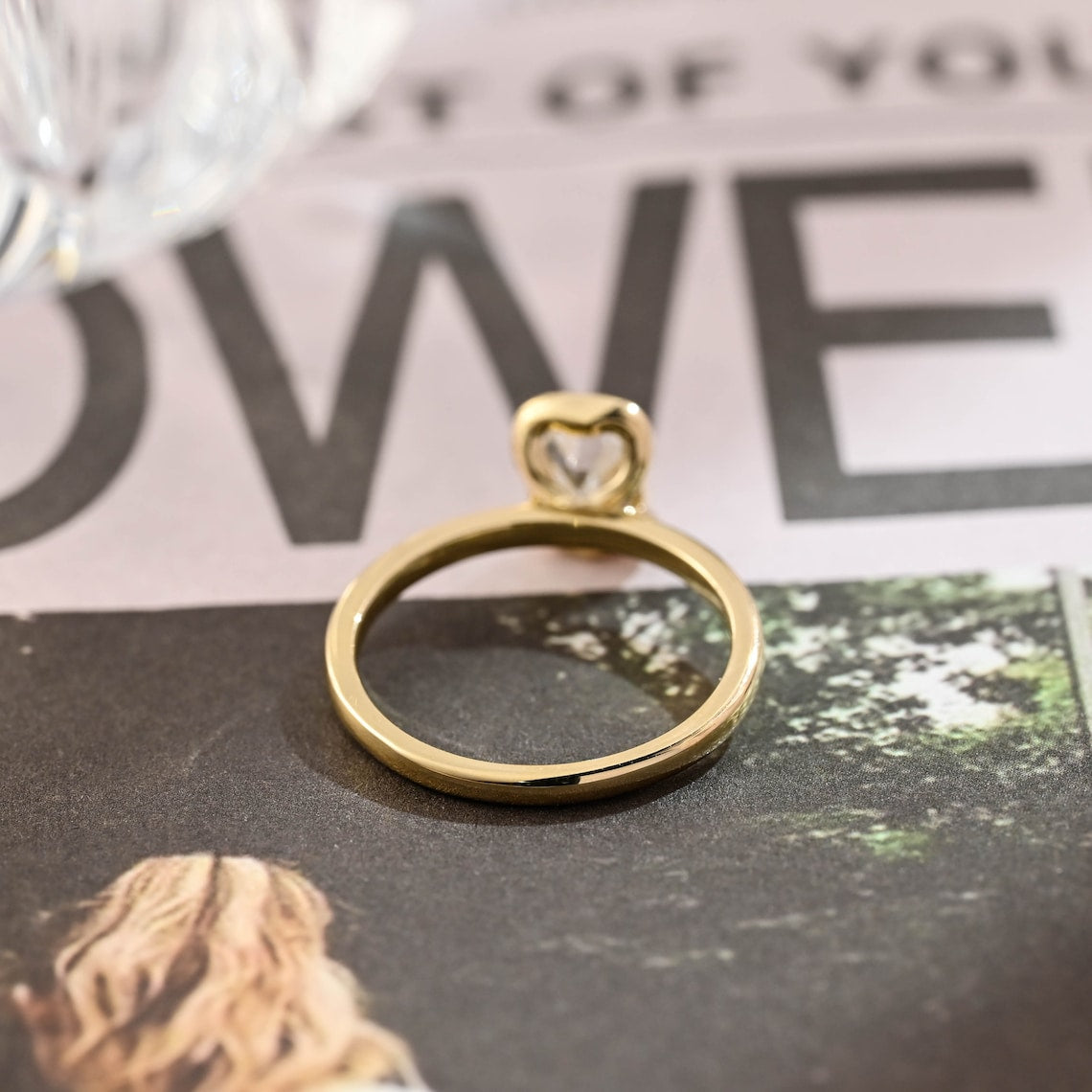 1.0 CT Emerald E/VS1 CVD Diamond Bezel Solitaire setting Engagement Ring - Camila Brown
