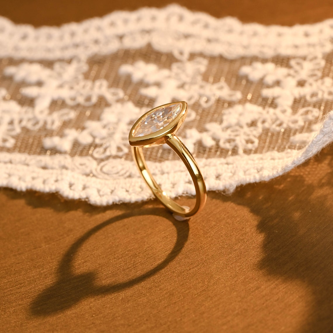 1.0 - 3.0 CT Marquise F/VS1 CVD Diamond Bezel Solitaire Engagement Ring - Camila Brown