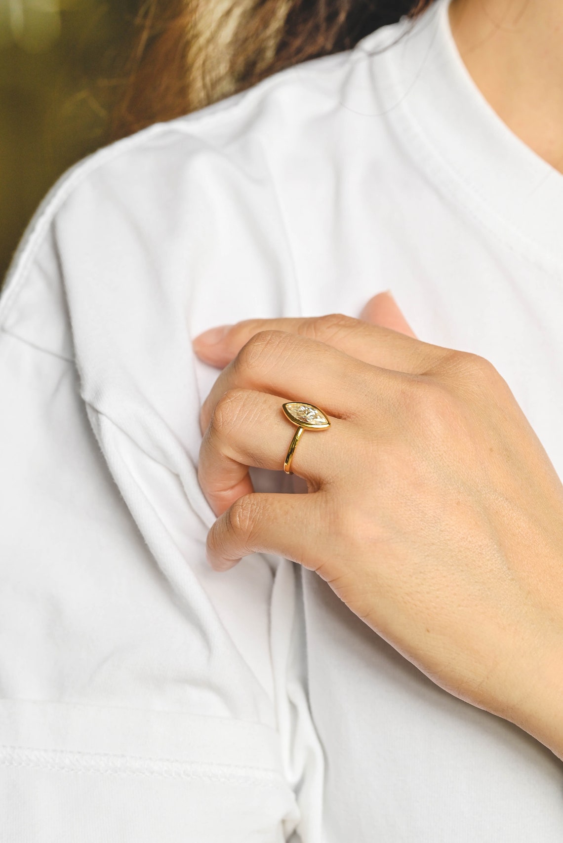 1.0 - 3.0 CT Marquise F/VS1 CVD Diamond Bezel Solitaire Engagement Ring - Camila Brown