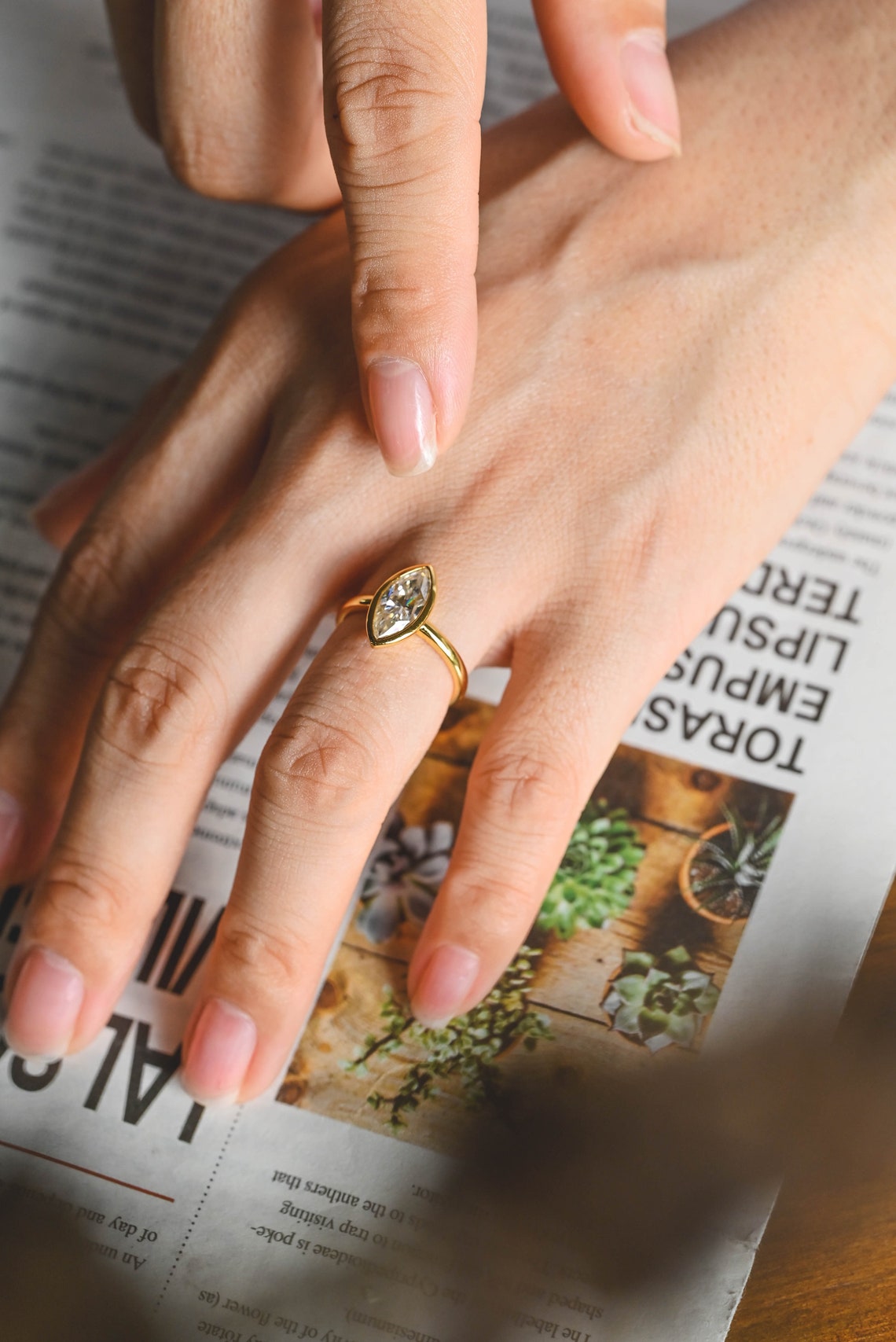 1.0 - 3.0 CT Marquise F/VS1 CVD Diamond Bezel Solitaire Engagement Ring - Camila Brown