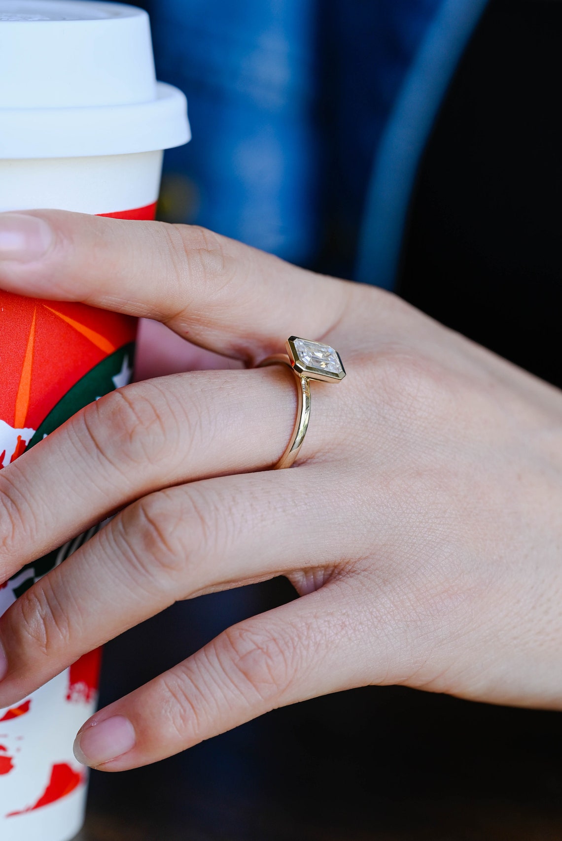 1.0-3.0 CT Emerald F/VS1 CVD Diamond Bezel Solitaire Engagement Ring - Camila Brown