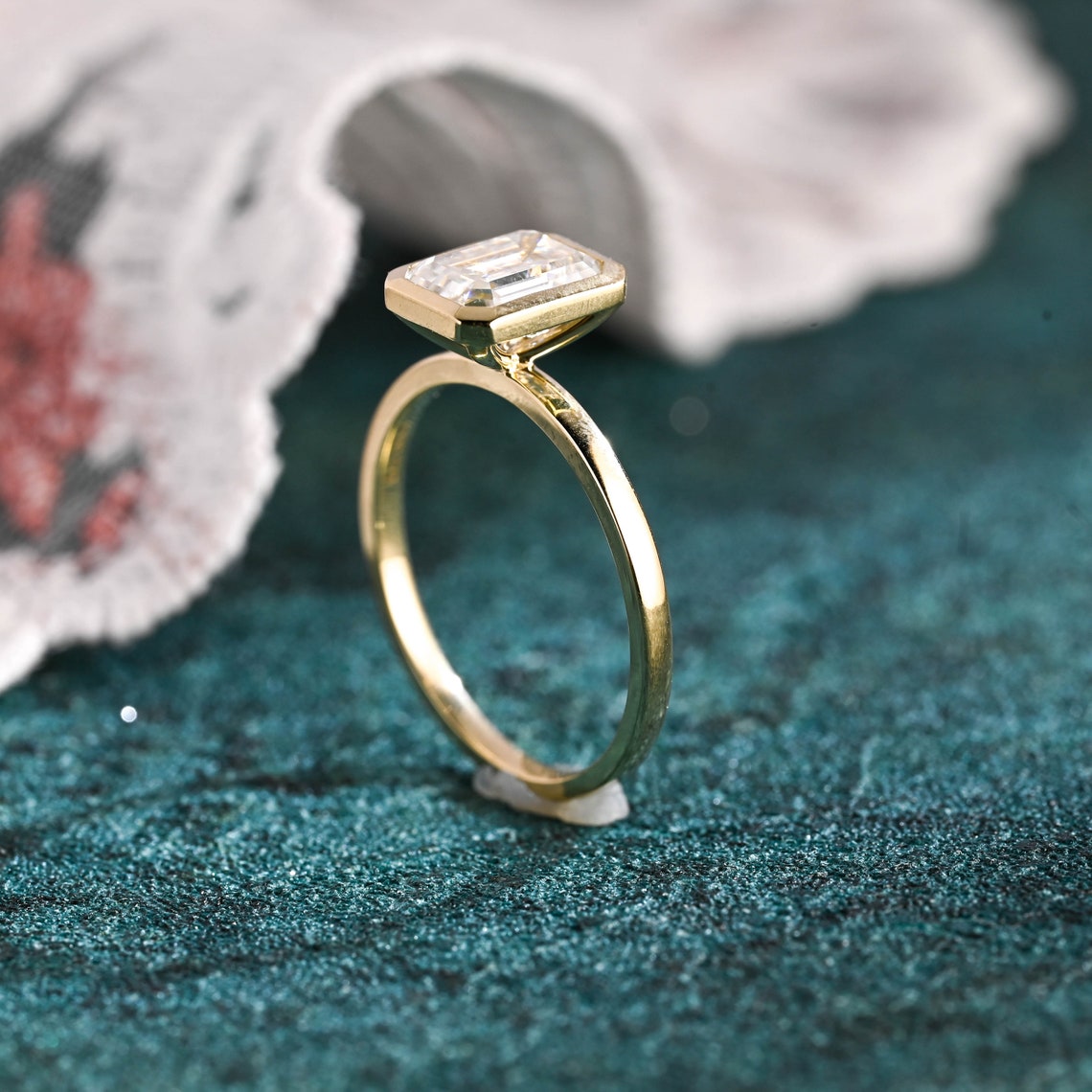 1.0-3.0 CT Emerald F/VS1 CVD Diamond Bezel Solitaire Engagement Ring - Camila Brown