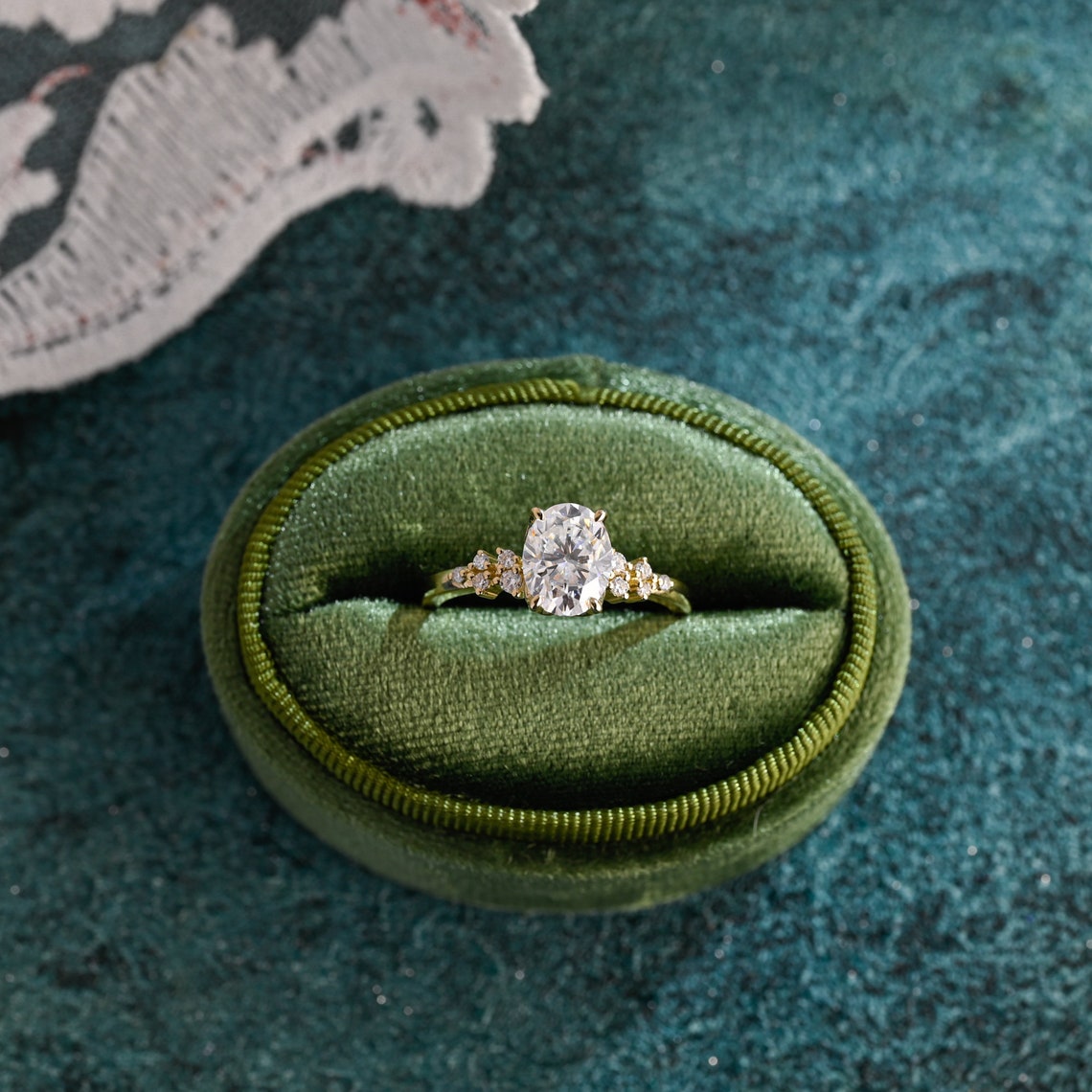 1.0-3.0 CT Oval Cut F/VS1 CVD Diamond Cluster Engagement Ring - Camila Brown