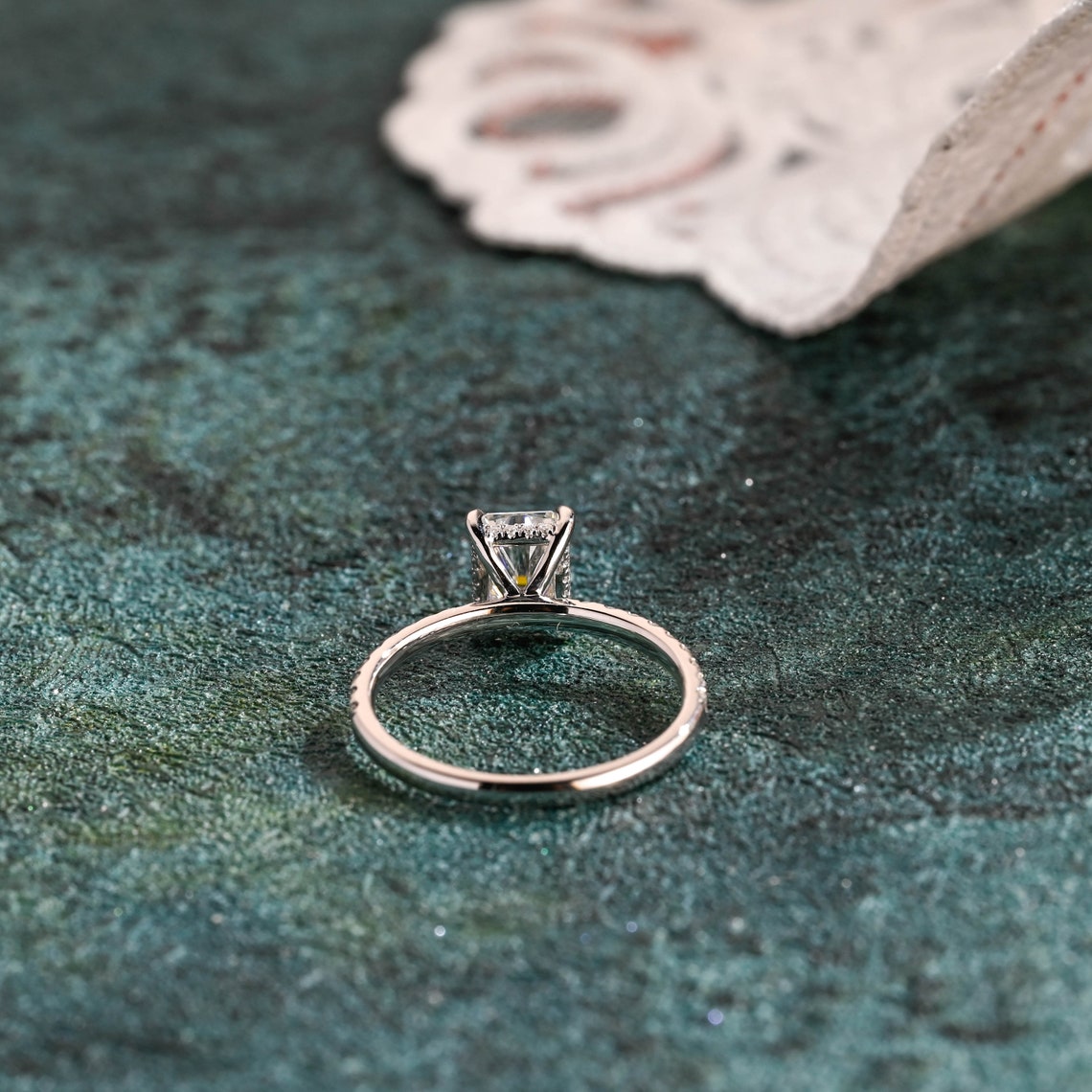 1.0 CT-3.0 CT Radiant Cut F/VS1 CVD Diamond Pave Setting Engagement Ring - Camila Brown