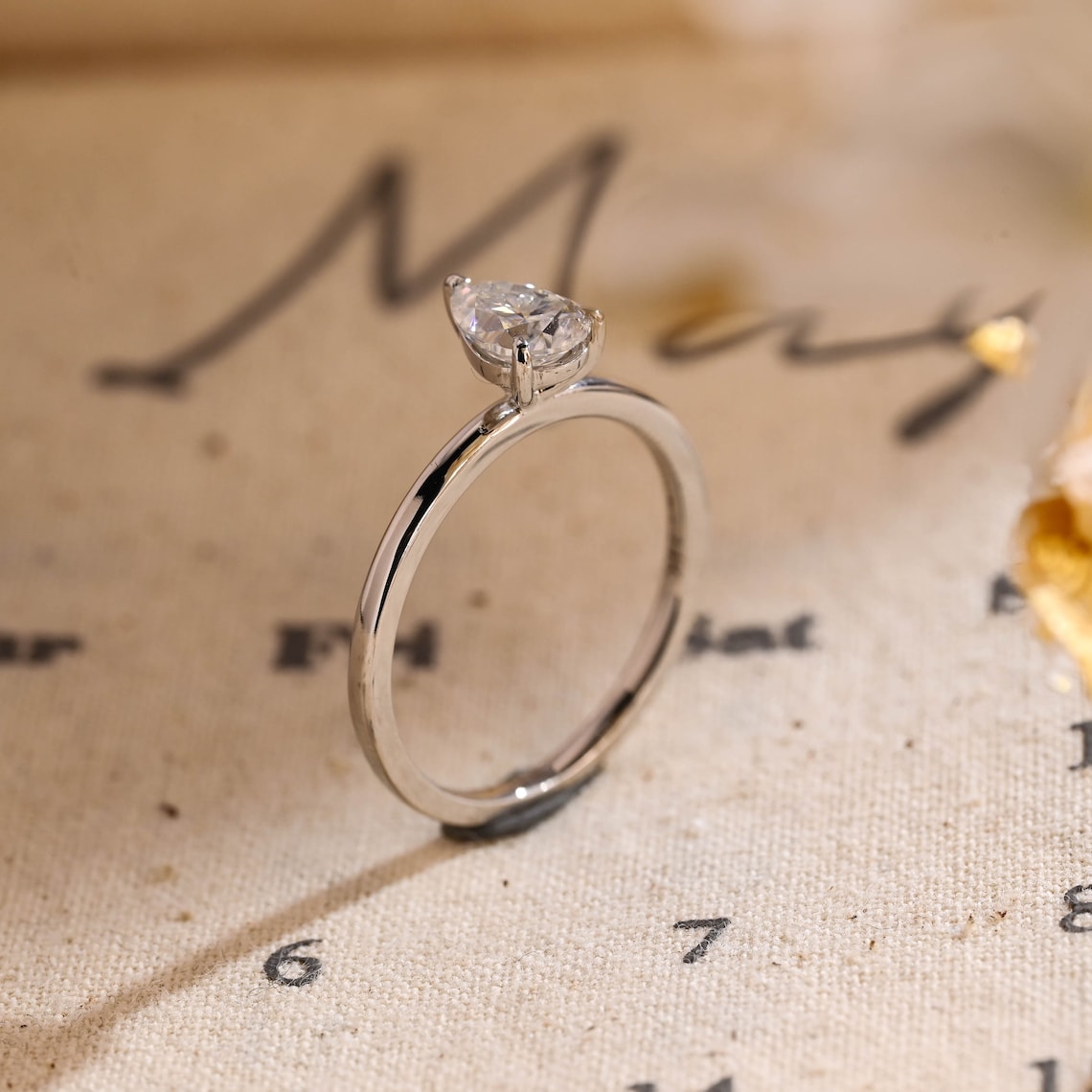 0.8 CT Pear Cut F/VS1 CVD Diamond Solitaire Engagement Ring - Camila Brown
