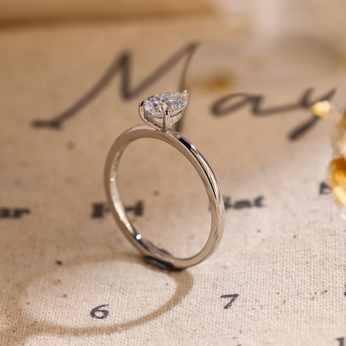 0.8 CT Pear Cut F/VS1 CVD Diamond Solitaire Engagement Ring - Camila Brown