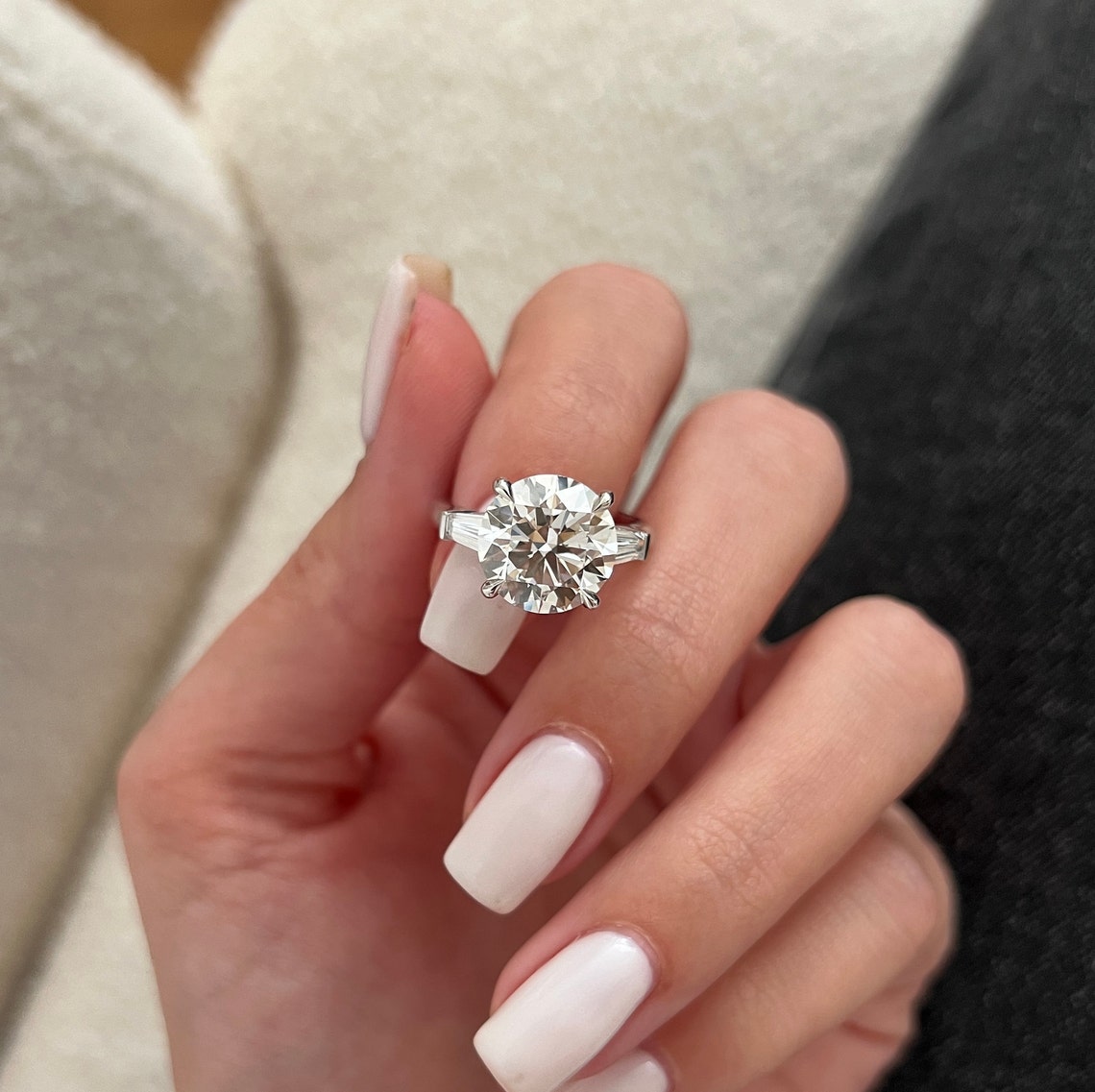 3.0 - 5.0 CT Round G/VS2 CVD Diamond Cathedral Setting Engagement Ring - Camila Brown