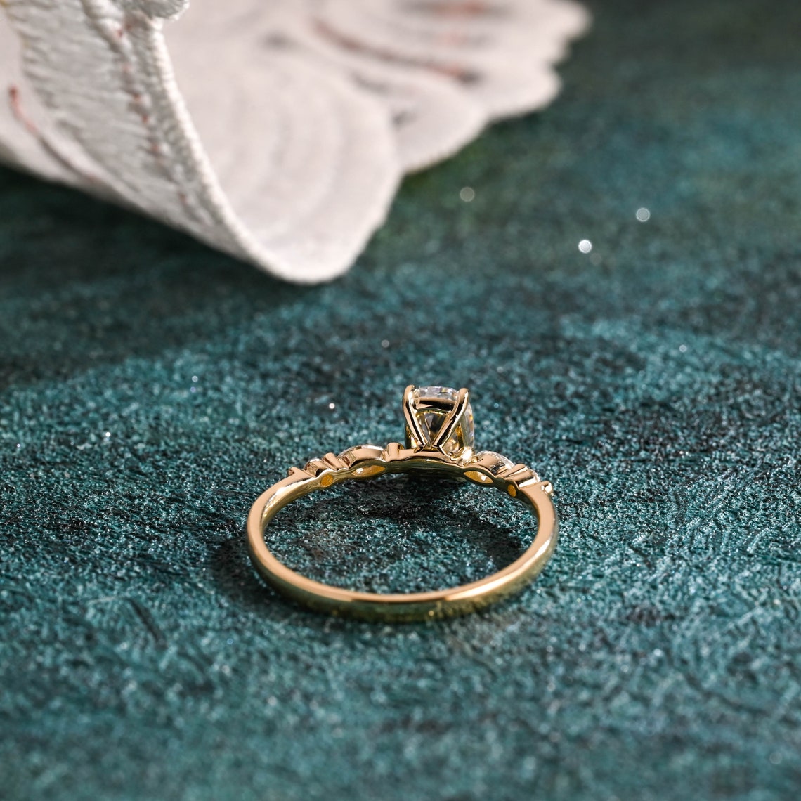 1.0 CT Elongated Cushion Cut F/VS1 CVD Diamond Pave Setting Engagement Ring - Camila Brown