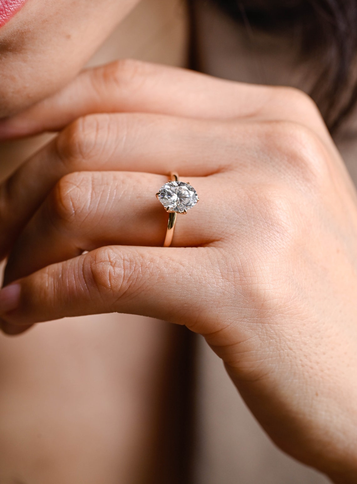 1.0-3.0 CT Oval Cut F/VS1 CVD Diamond Solitaire Engagement Ring - Camila Brown