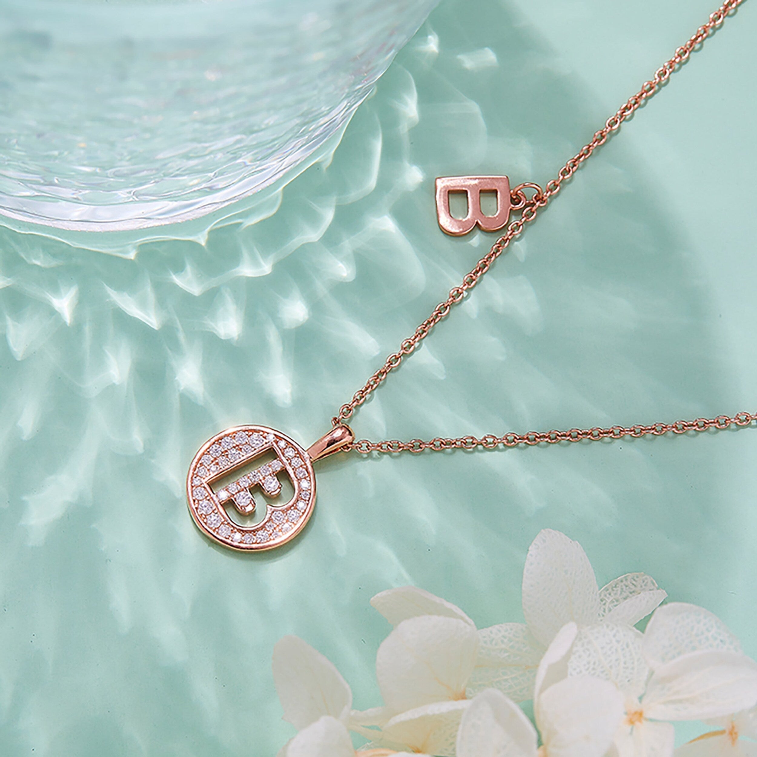 Customized "B" Letter Moissanite Diamond Necklace - Camila Brown
