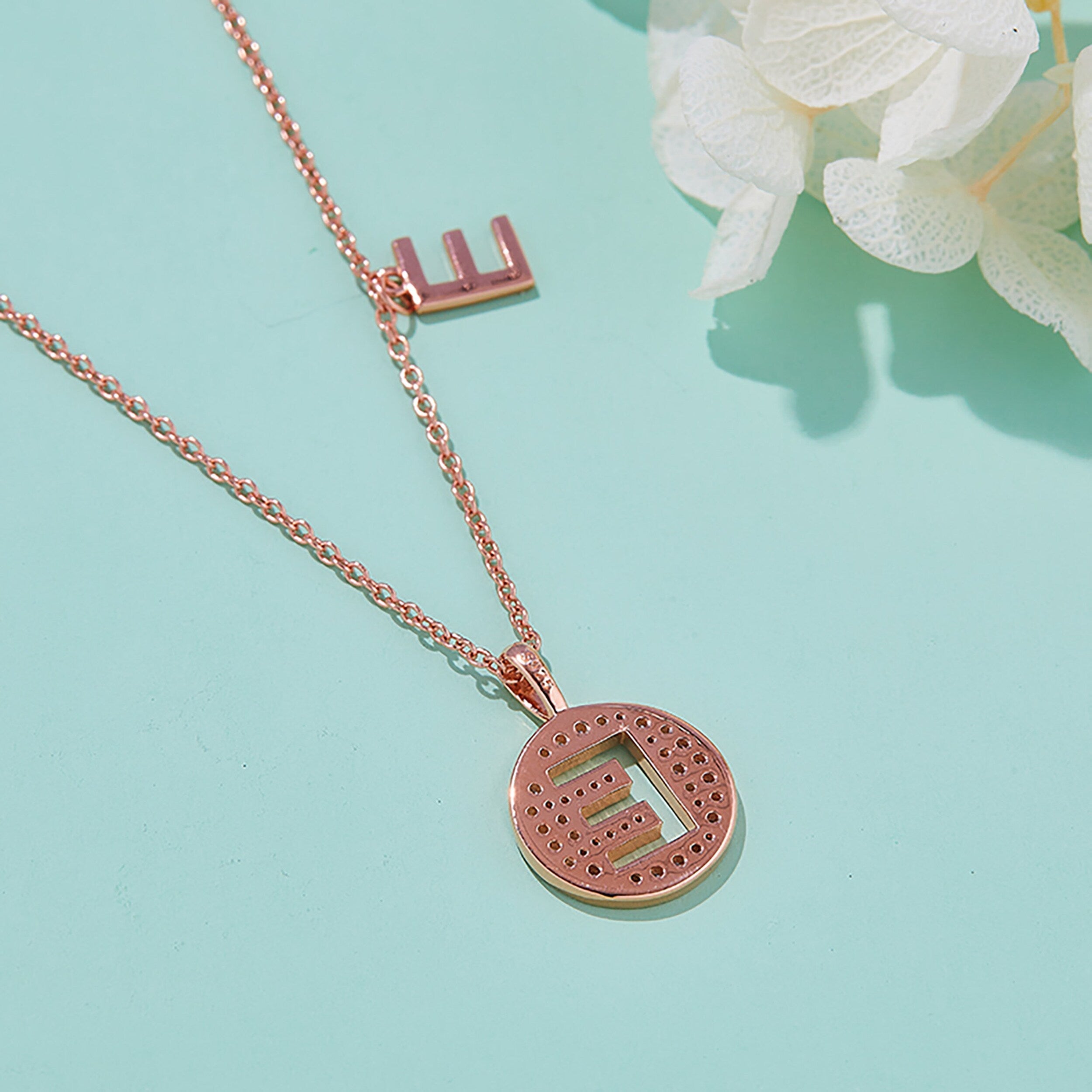 Customized "E" Letter Moissanite Diamond Necklace - Camila Brown