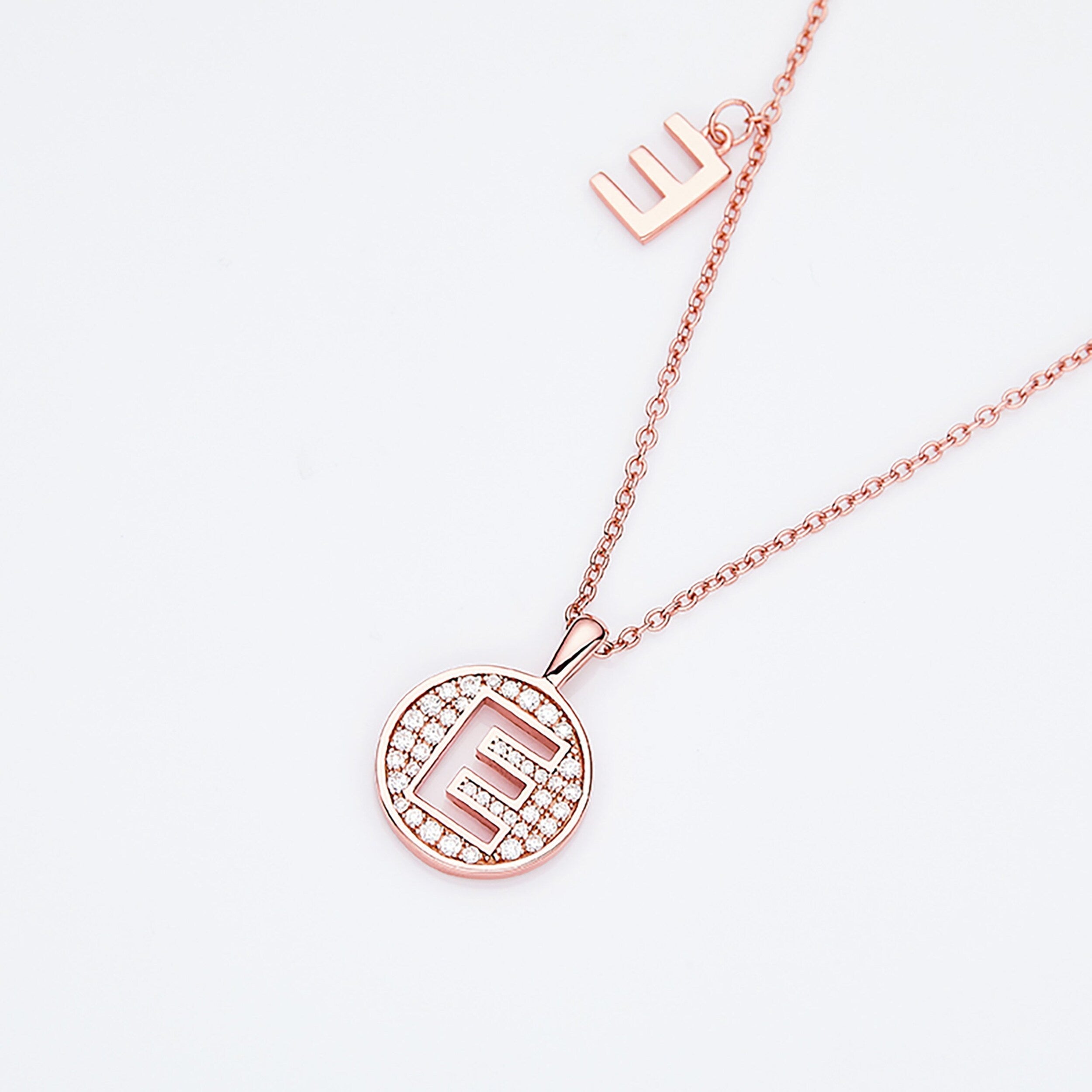 Customized "E" Letter Moissanite Diamond Necklace - Camila Brown
