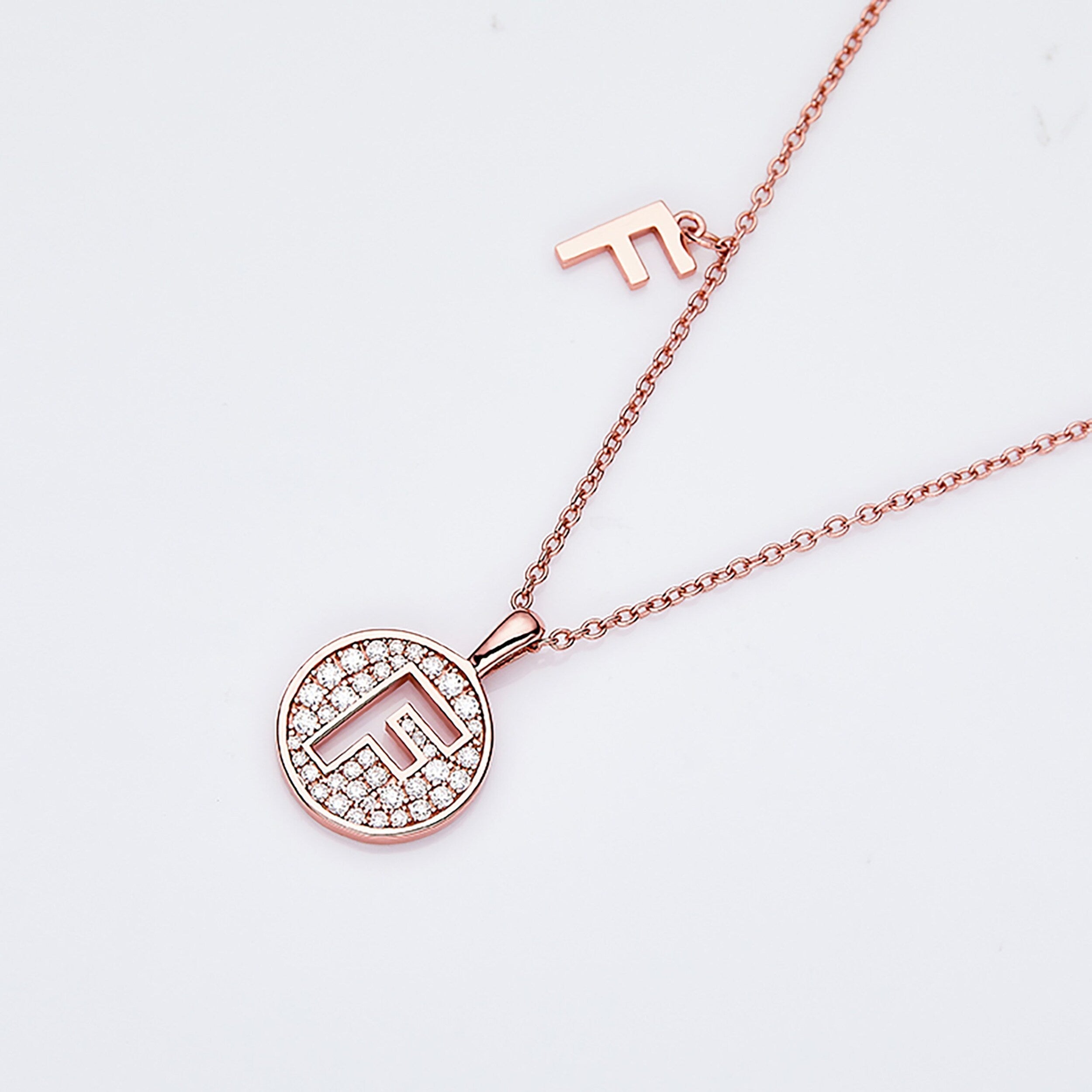 Customized "F" Letter Moissanite Diamond Necklace - Camila Brown