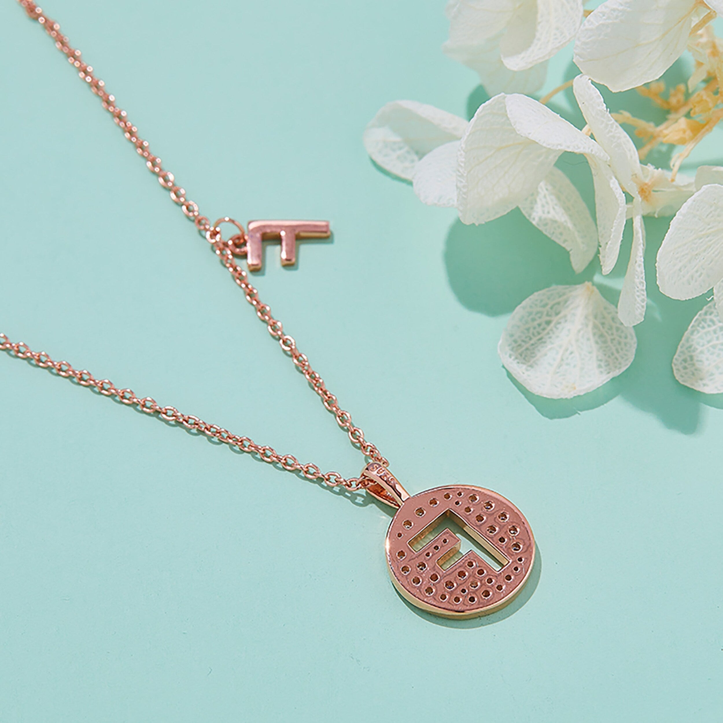 Customized "F" Letter Moissanite Diamond Necklace - Camila Brown