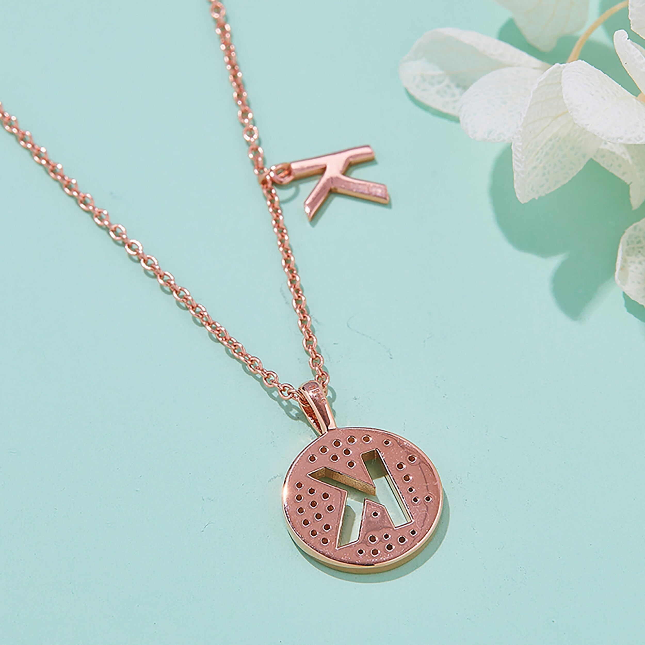 Customized "K" Letter Moissanite Diamond Necklace - Camila Brown
