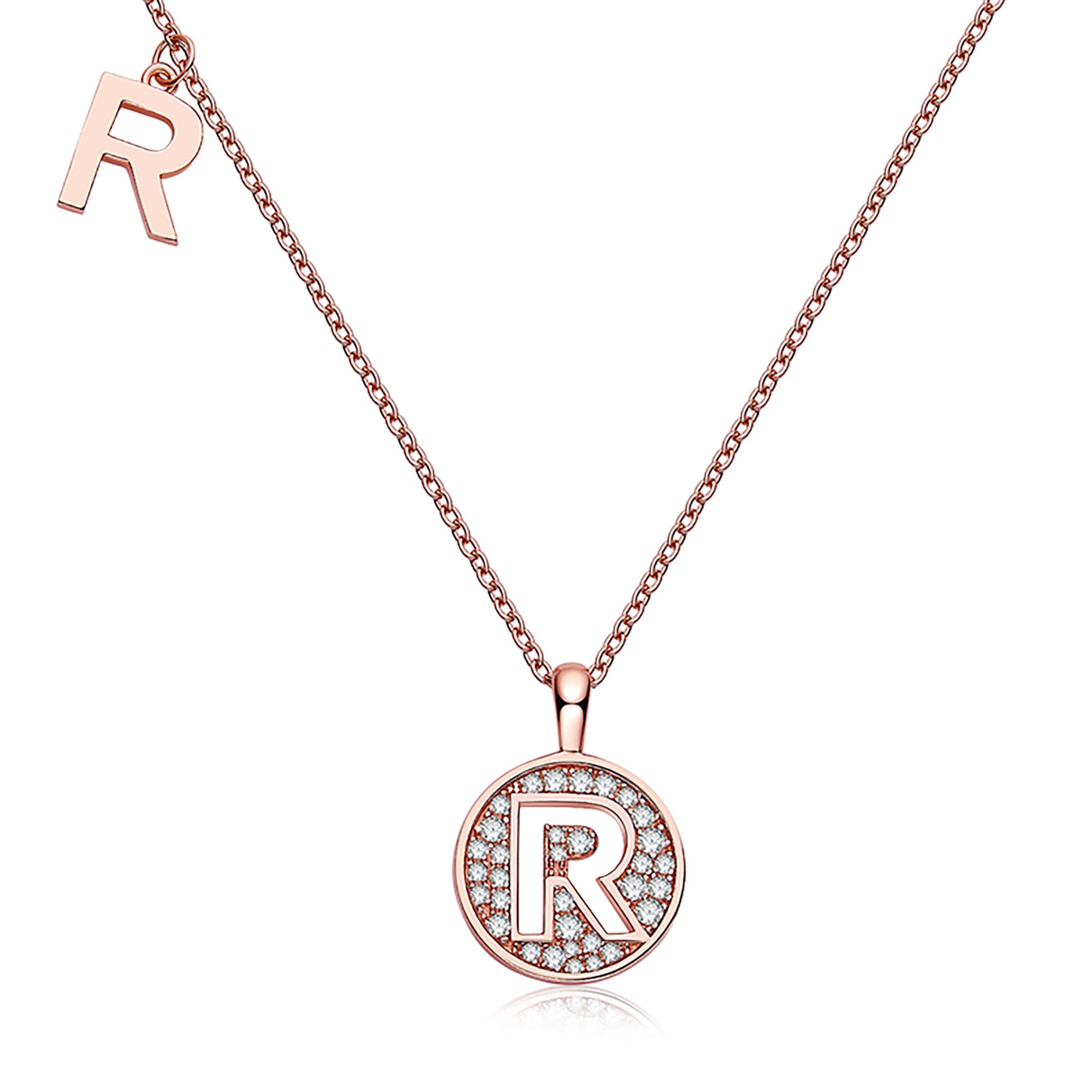 Customized "R" Letter Moissanite Diamond Necklace - Camila Brown