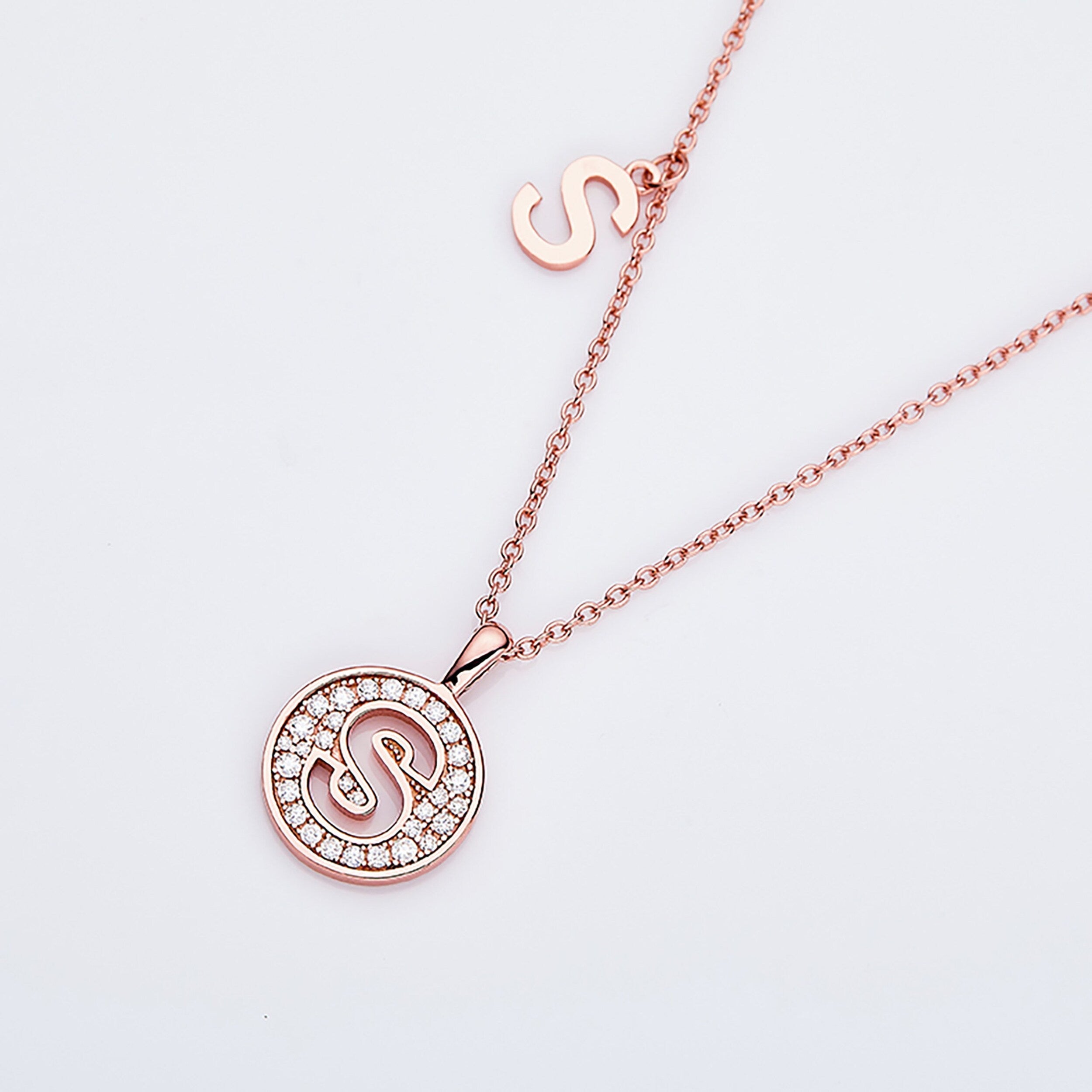 Customized "S" Letter Moissanite Diamond Necklace - Camila Brown