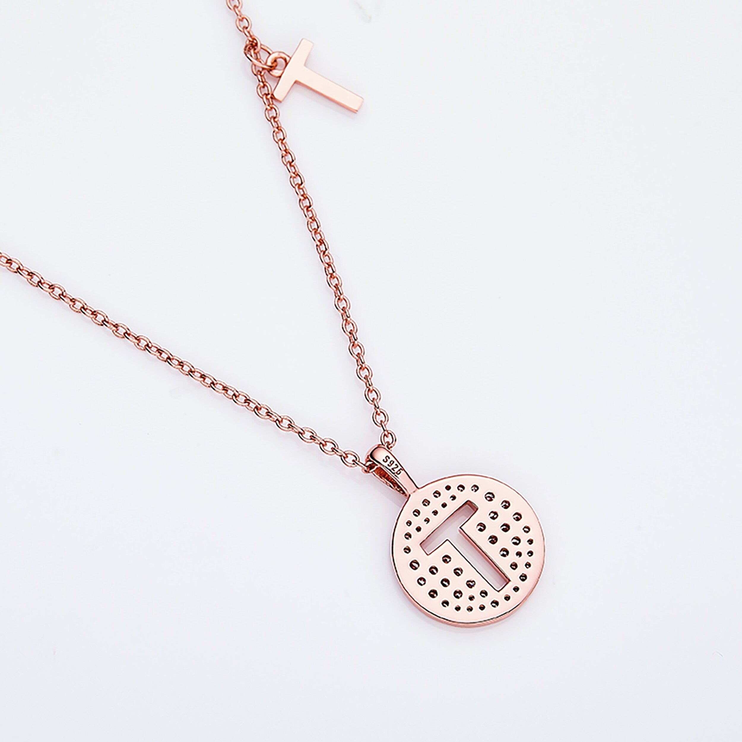 Customized "T" Letter Moissanite Diamond Necklace - Camila Brown