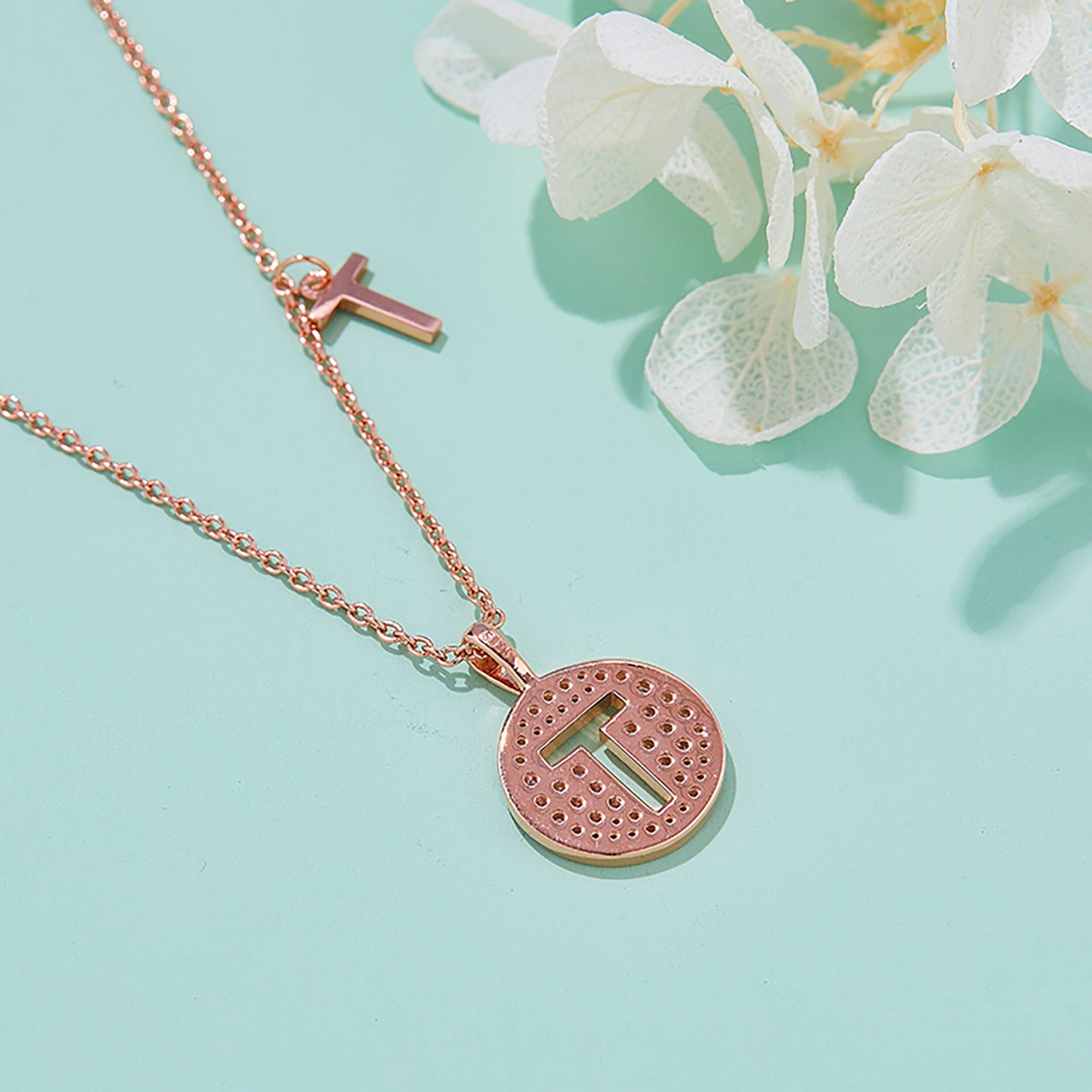 Customized "T" Letter Moissanite Diamond Necklace - Camila Brown