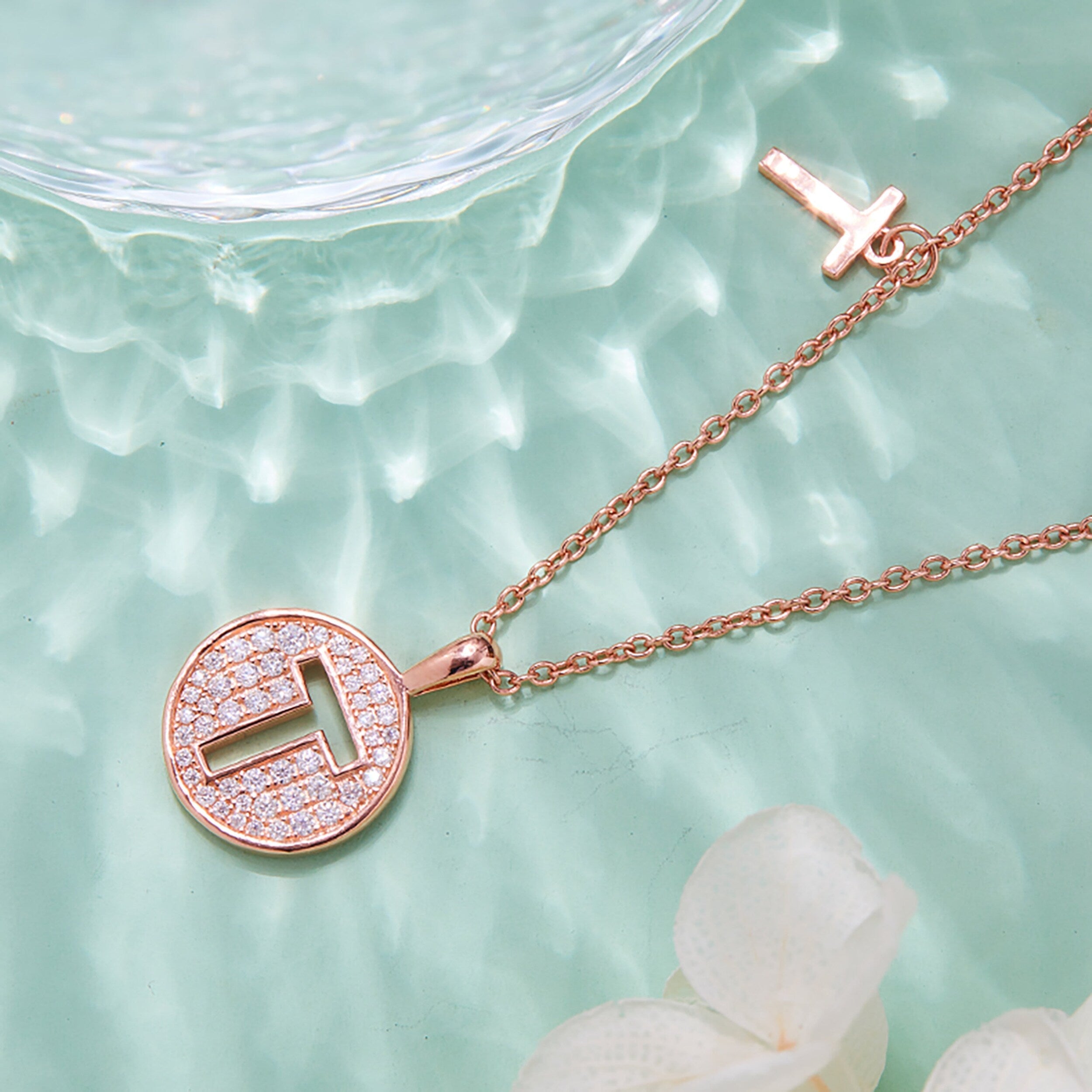 Customized "T" Letter Moissanite Diamond Necklace - Camila Brown