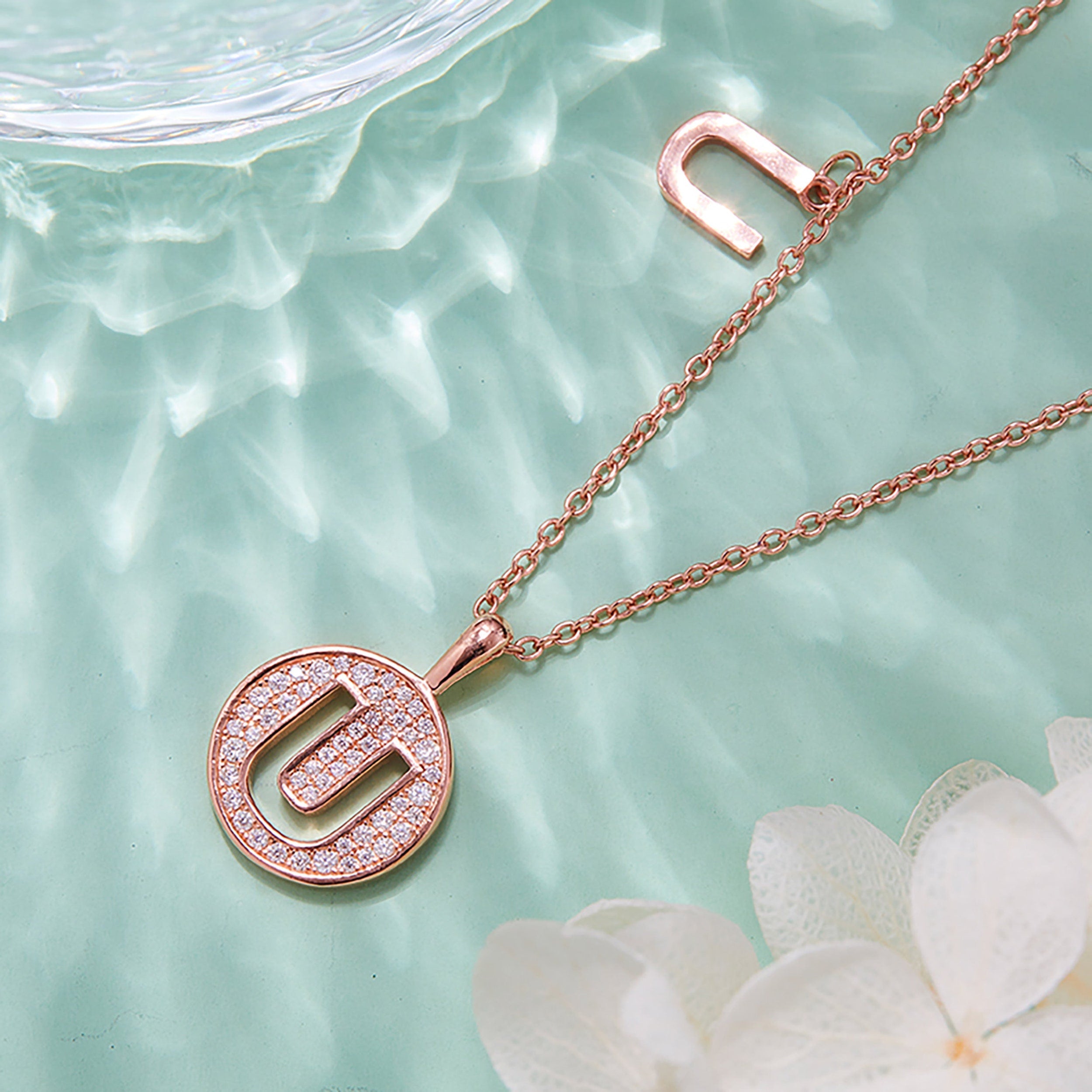 Customized "U" Letter Moissanite Diamond Necklace - Camila Brown