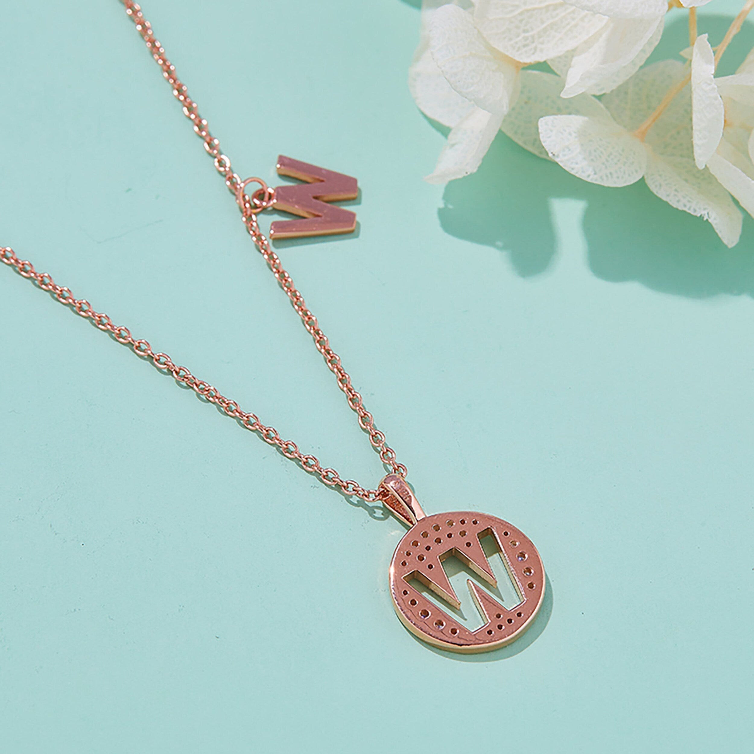 Customized "W" Letter Moissanite Diamond Necklace - Camila Brown