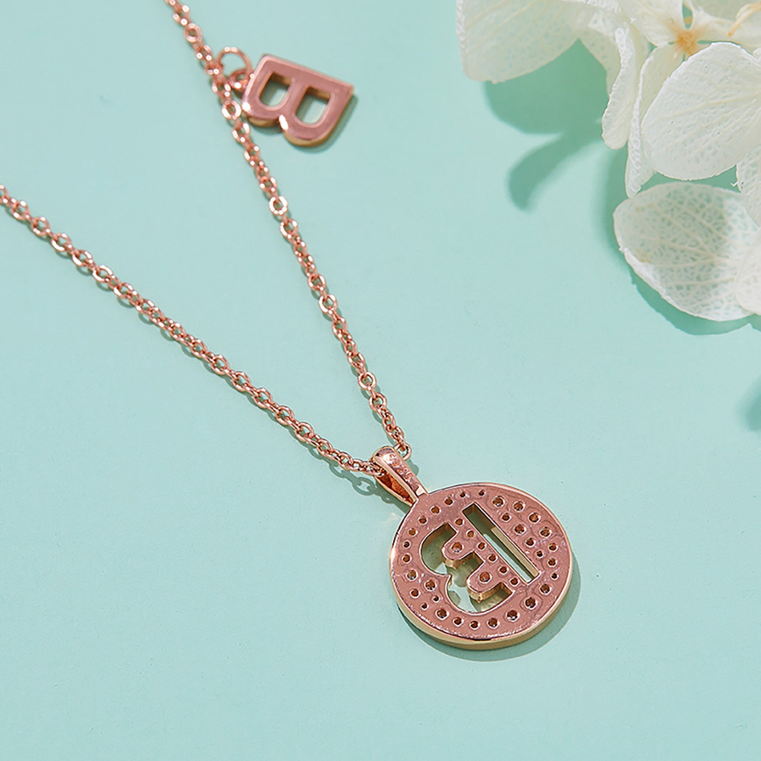Customized "B" Letter Moissanite Diamond Necklace - Camila Brown