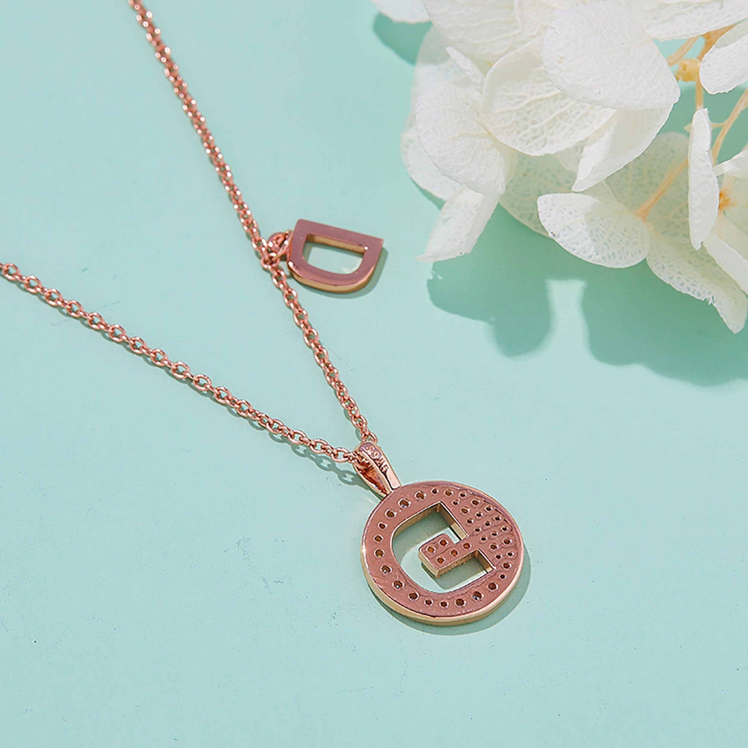Customized "D" Letter Moissanite Diamond Necklace - Camila Brown